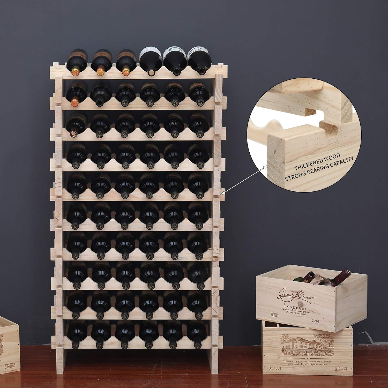 fdjamy Wine Rack 60 Bottles Natural Color 1