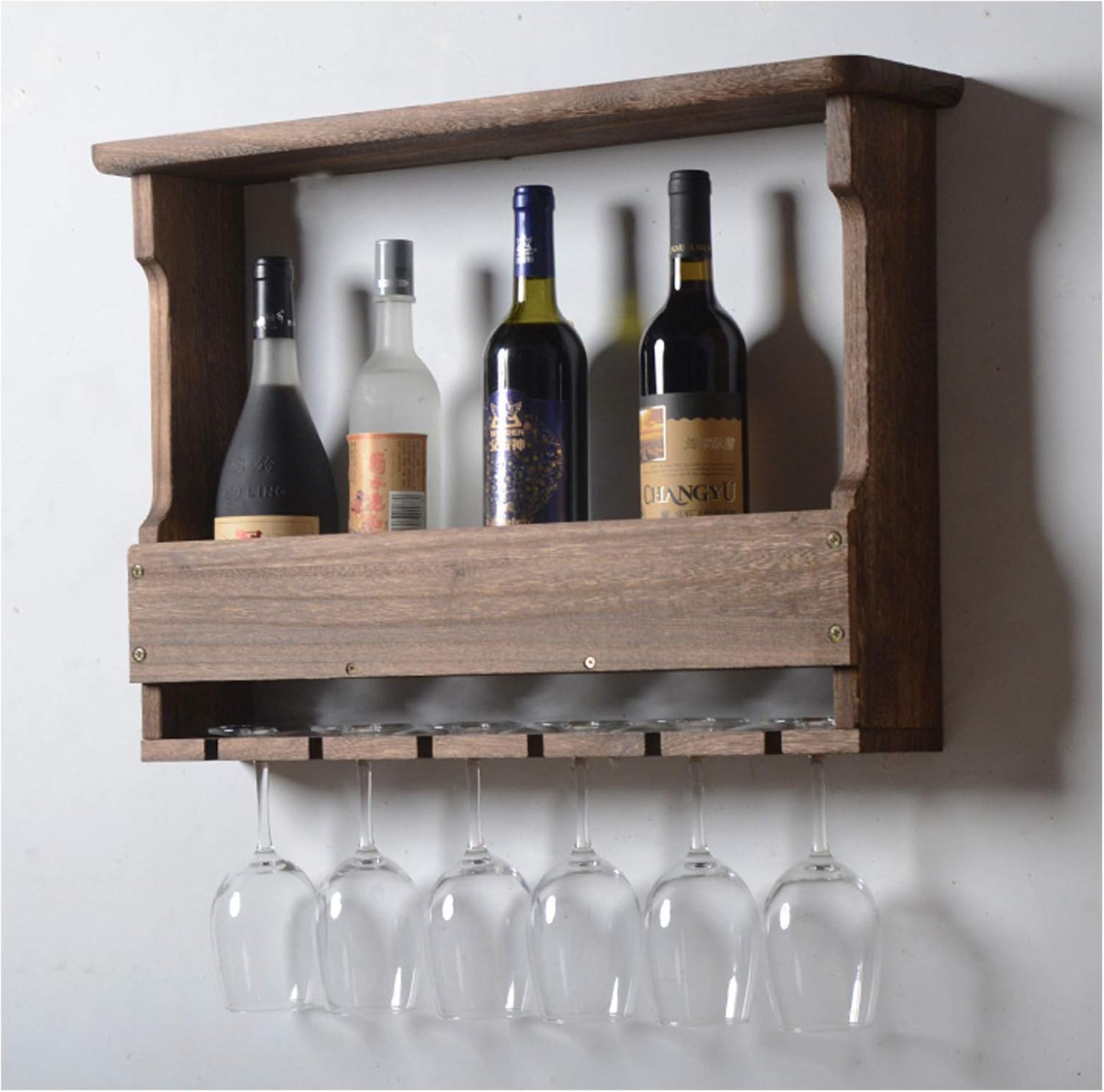 BOCbco Wall-Mounted Wine Rack for 5 Bottles 6 Glasses 1