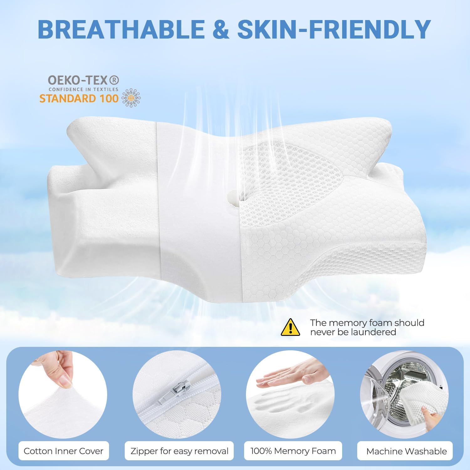 Elviros Cervical Foam Pillow for Neck Shoulder Support