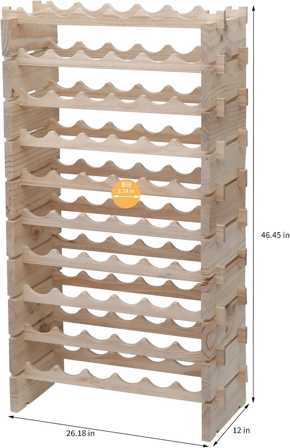 fdjamy Wine Rack 60 Bottles Natural Color 1