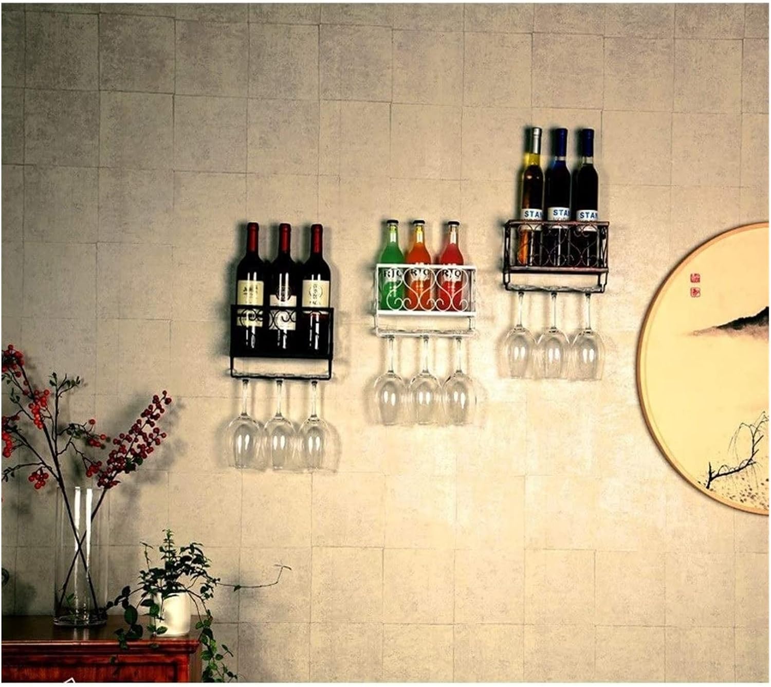 ALDEPO Red Copper Wall-Mounted Wine Rack