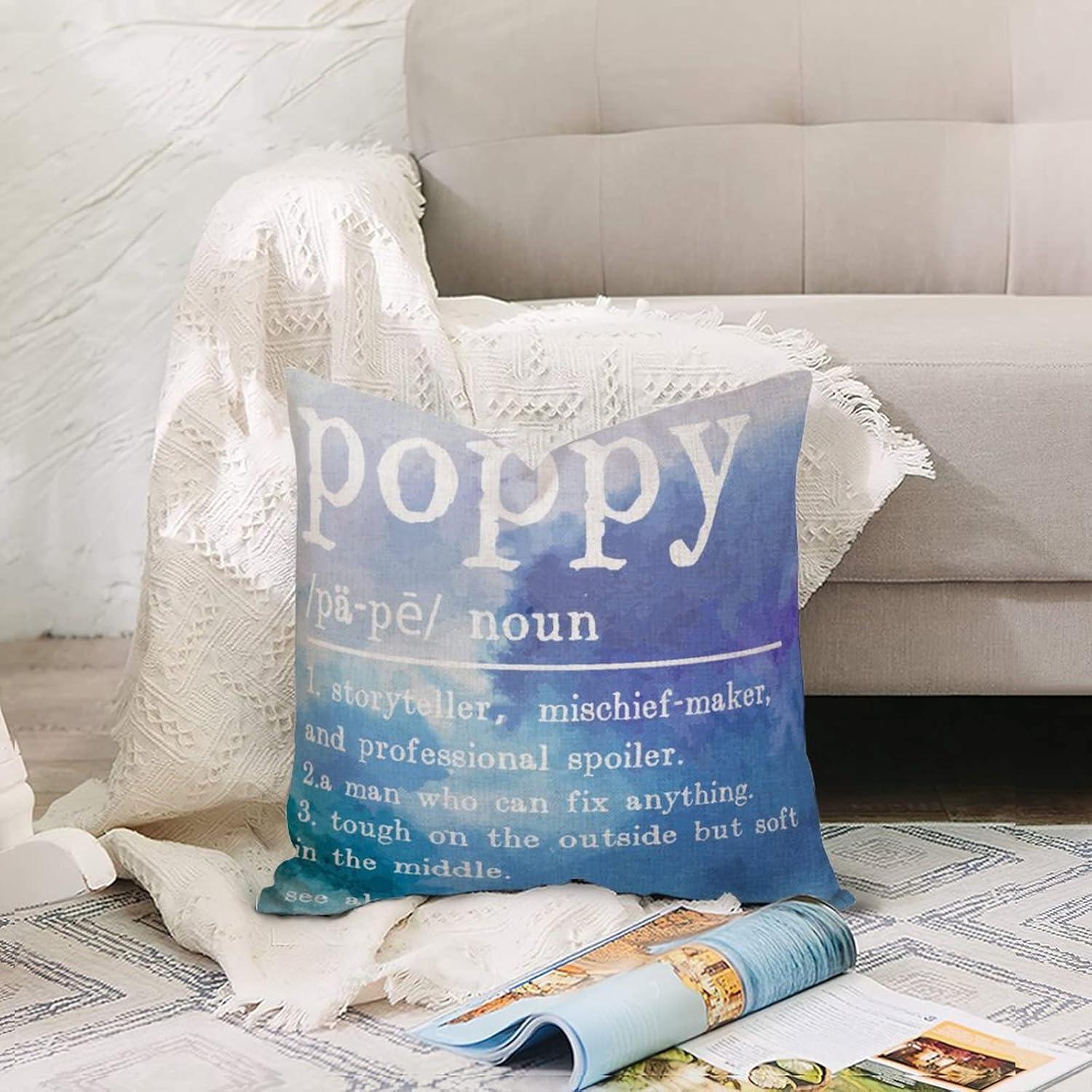 Poppy Vocabulary Cushion Case Throw Pillow Cover with Hidden Zipper