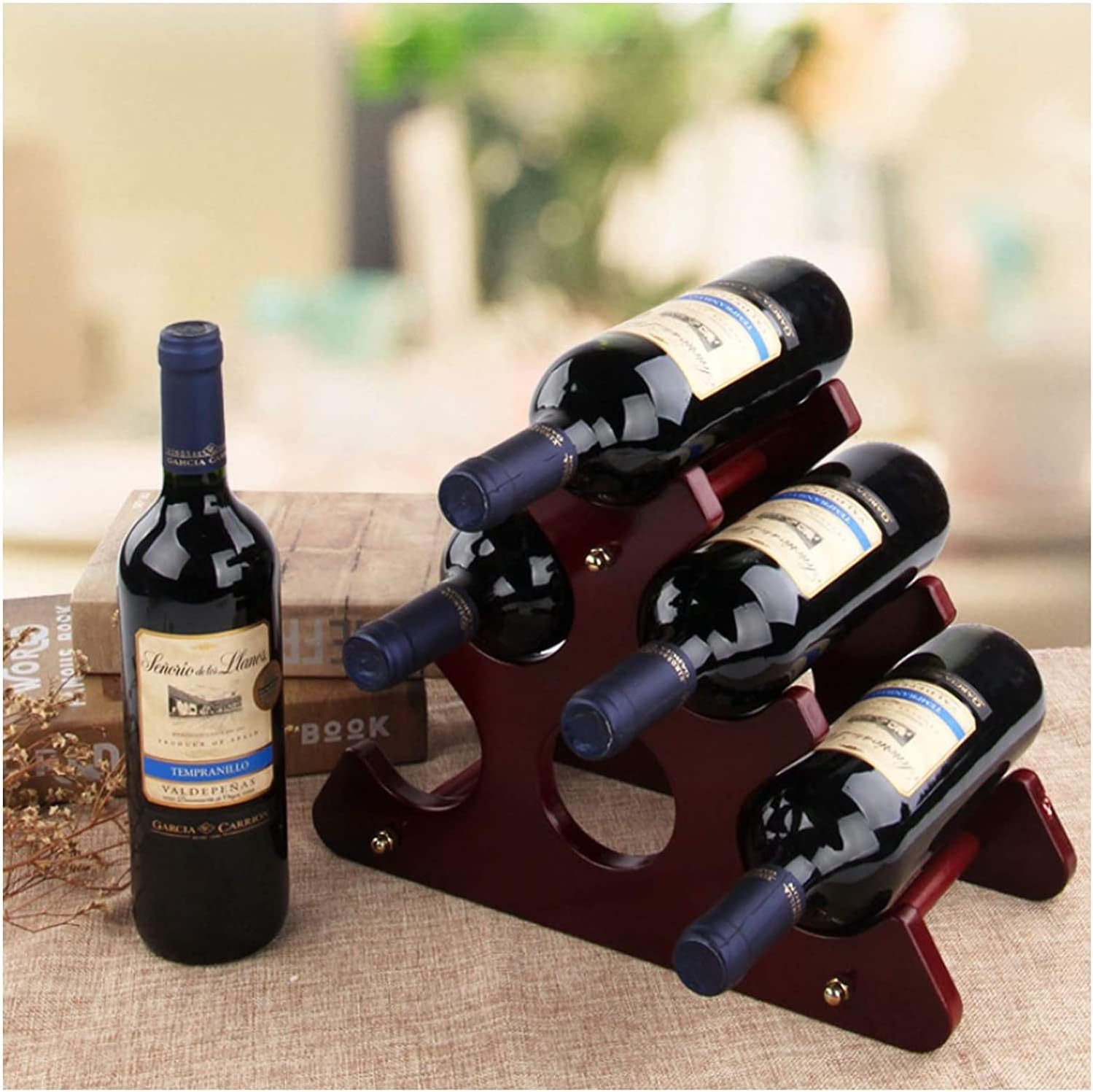ALDEPO Wine Rack - 6 Bottle Holder Freestanding Wooden Design
