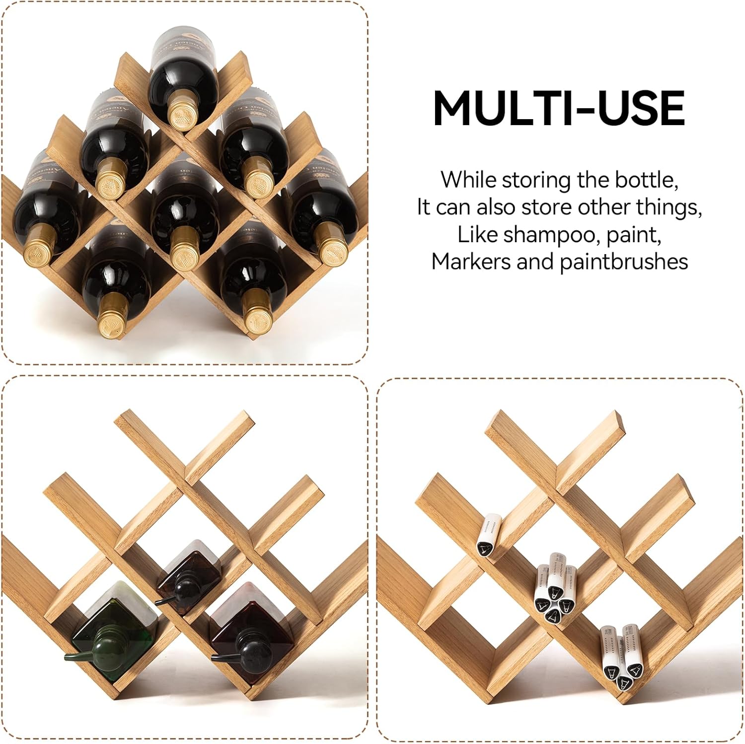 KIRIGEN 3-Tier Wooden Wine Rack for 8 Bottles 1