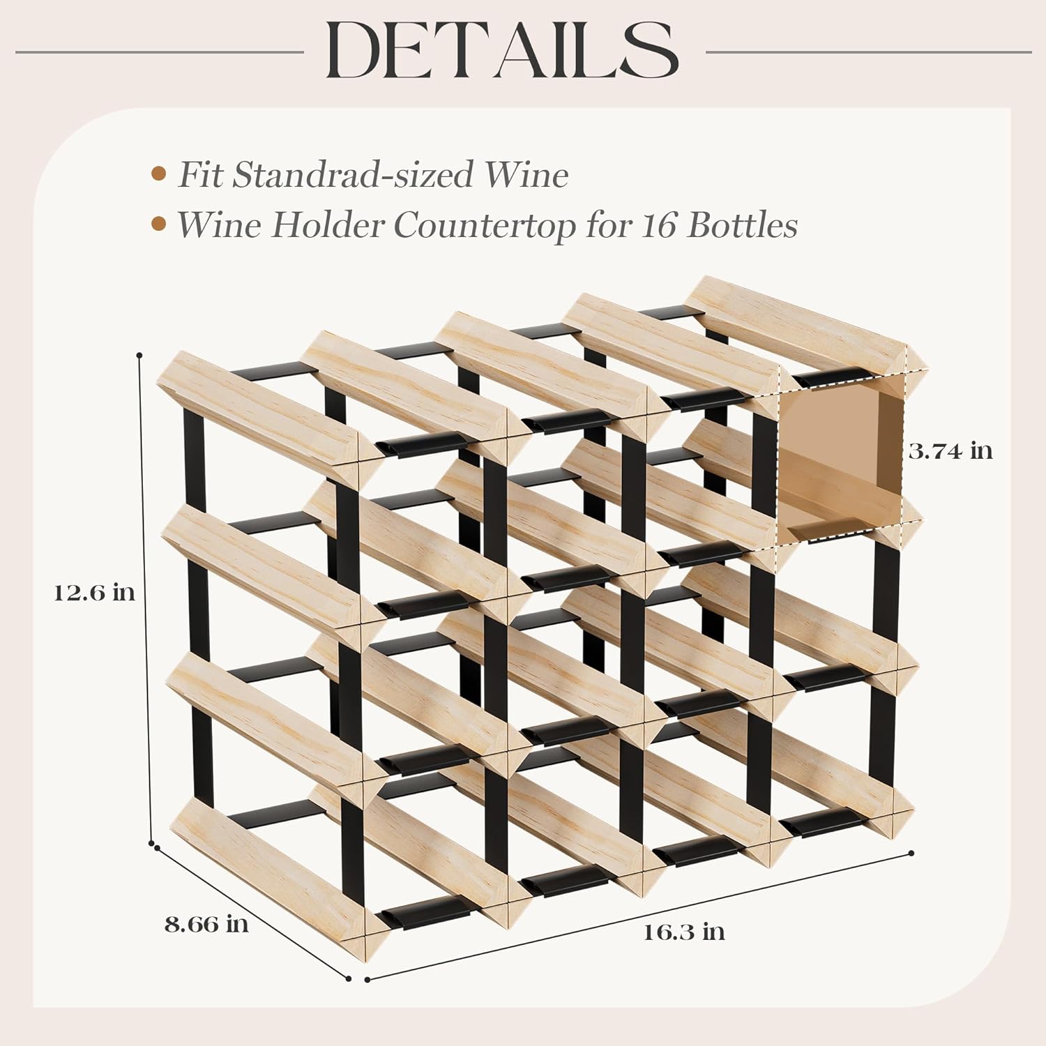 Urban Deco 16-Bottle Tabletop Wine Rack