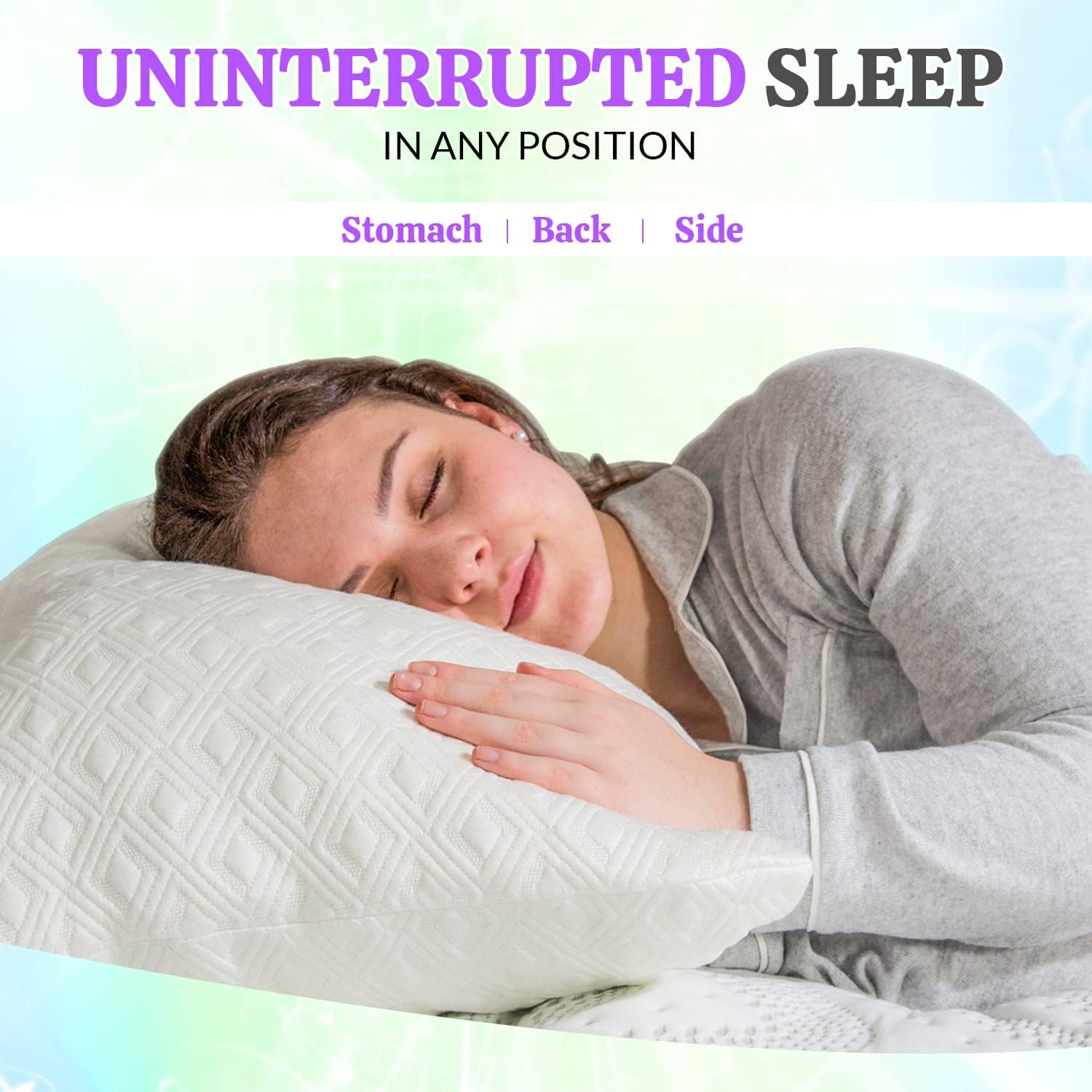 2 Pack King Size Rayon Bamboo Pillows with Memory Foam