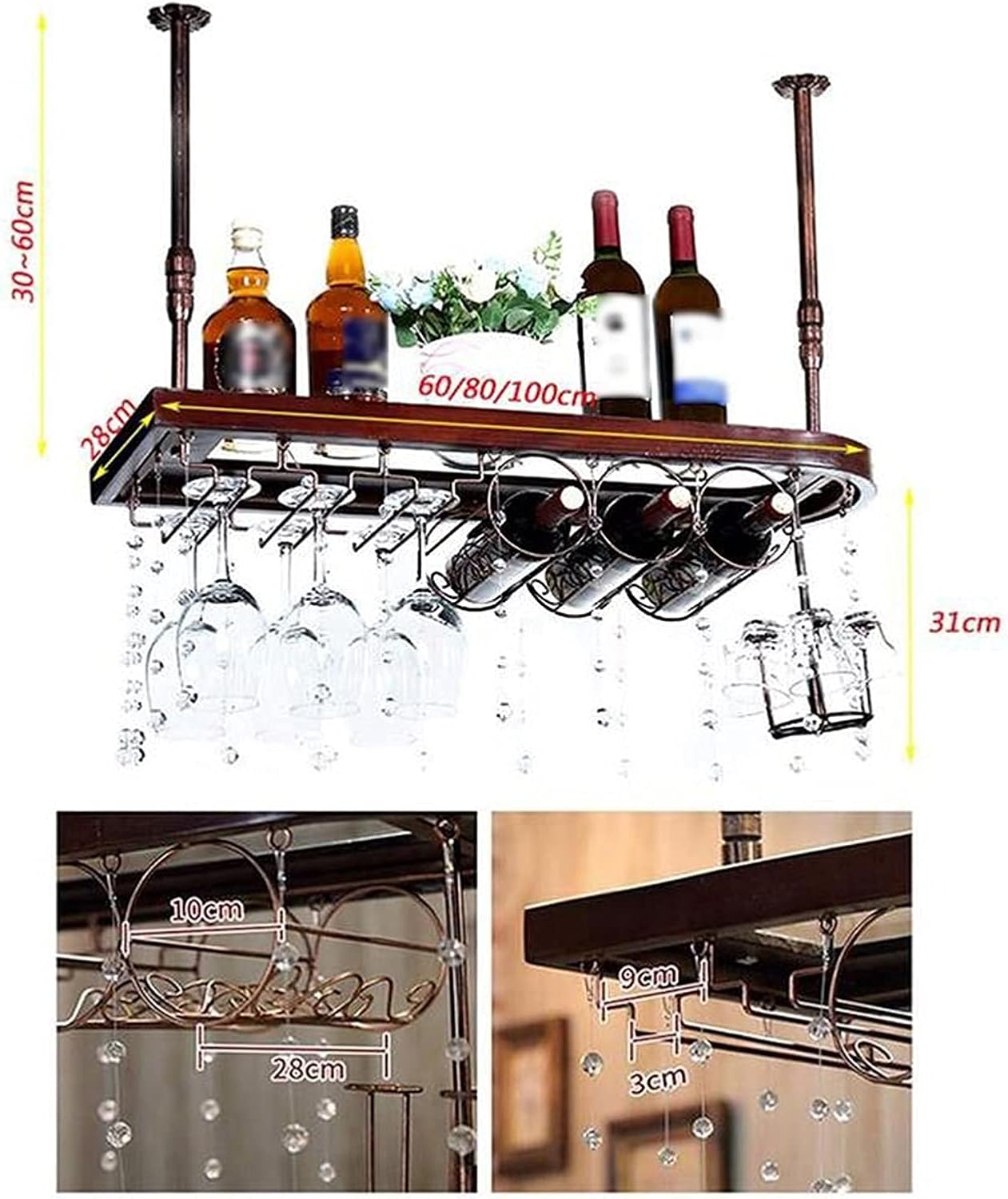 Adjustable Wall-Mounted Wine Rack with Glass Shelves