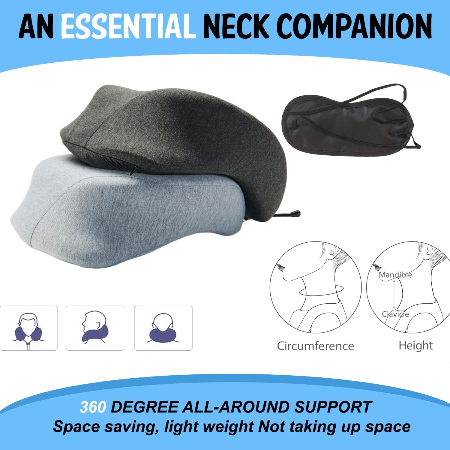 Azmaish Face Down Pillow with Eye Mask for Travel and Sleep