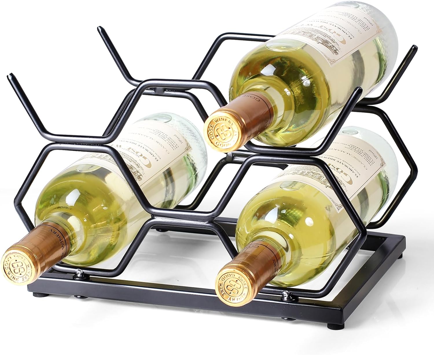 Drincarier 5 Bottle Tabletop Wine Rack - Modern Gold Metal Design