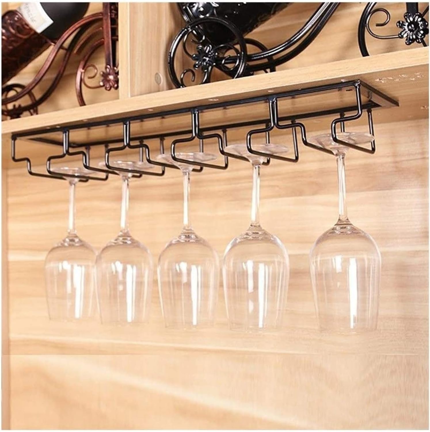 ALDEPO Freestanding Wine Glass Rack Black 60cmX12cm 1