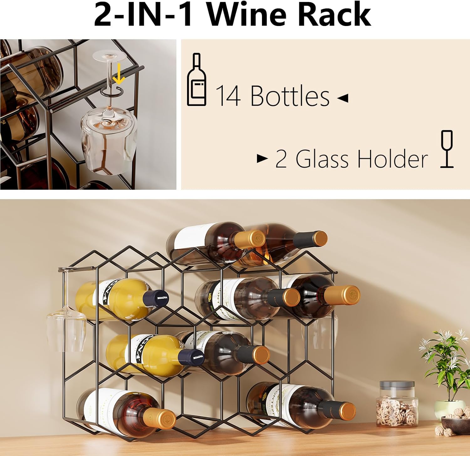 Urban Deco Tabletop Wine Rack for 14 Bottles