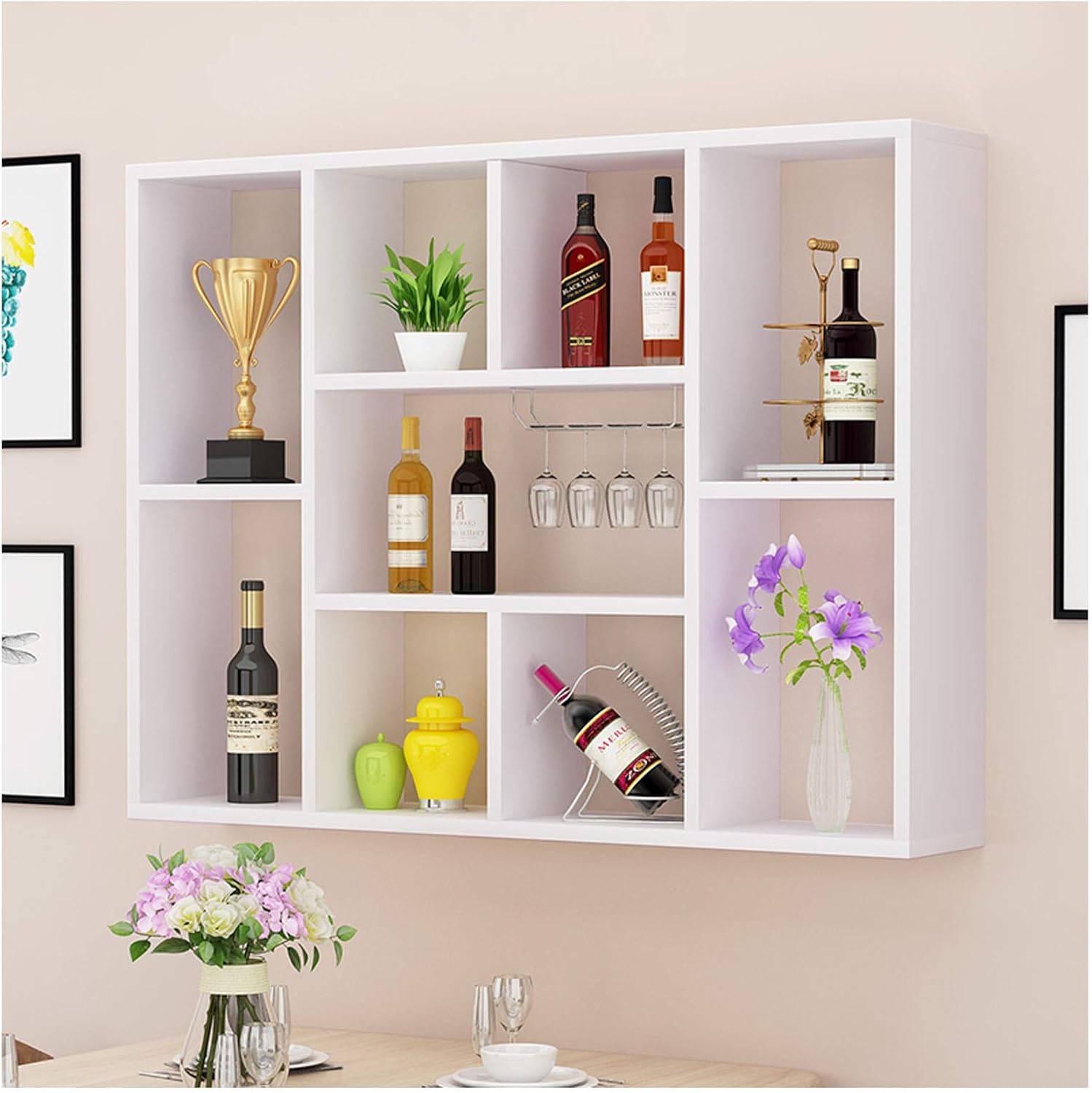 BOCbco Wall-Mounted Wine Rack 18 Bottles Teak Wood