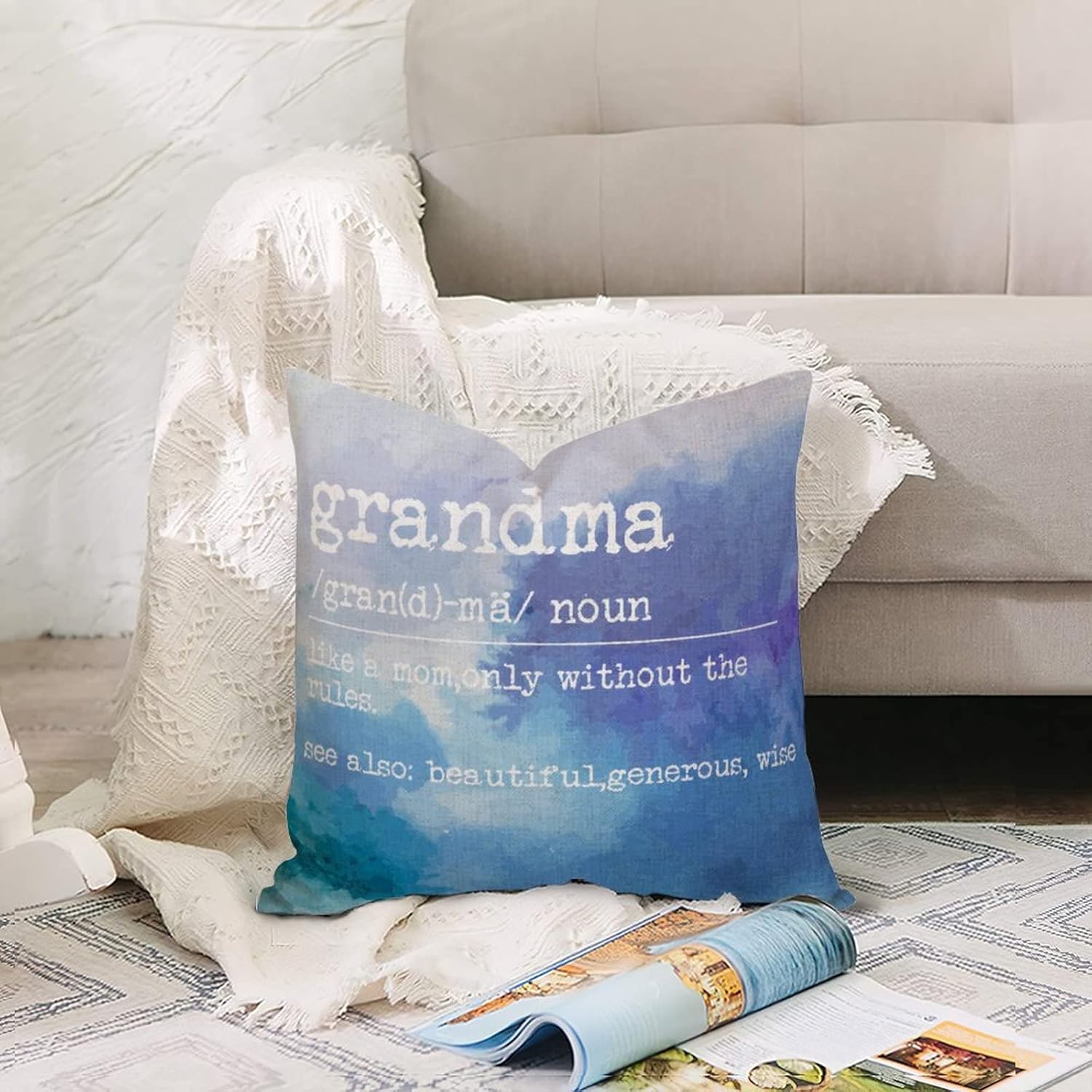 Grandma Definition Pillowcase 16x16in Cotton Linen