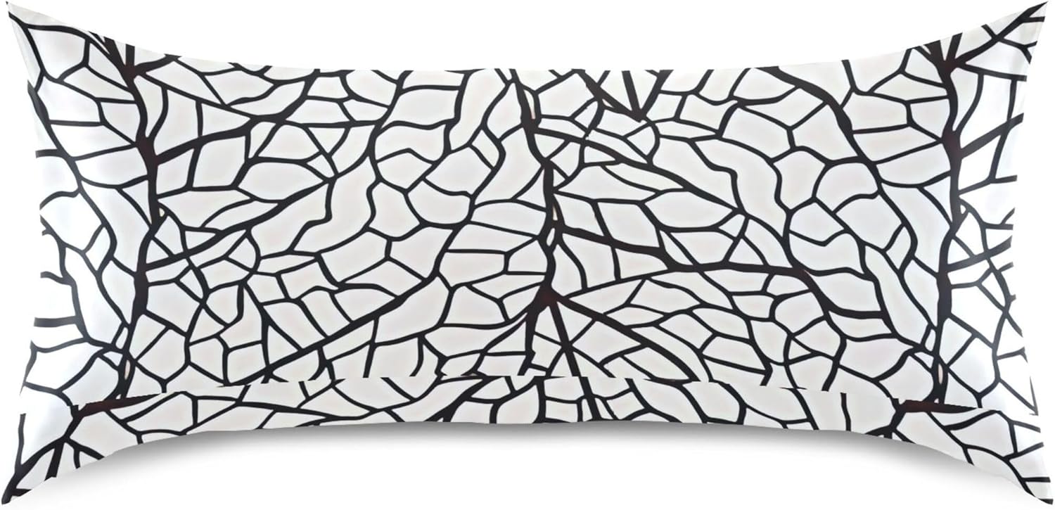 TSENQUE Leaves Geometric Satin Pillow Case Cooling Bed Decor
