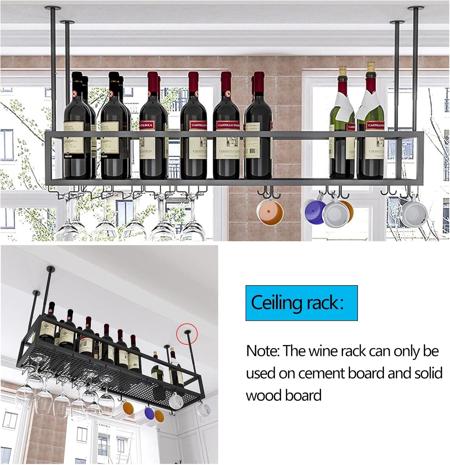 Adjustable Metal Wine Glass Rack with Glass Holder