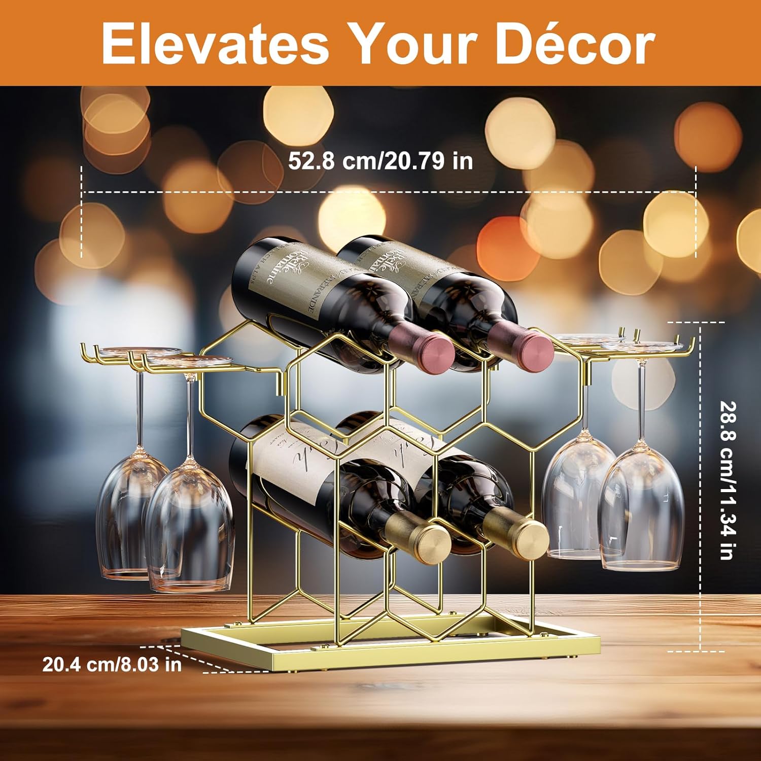 Modern Black Metal 8 Bottle Countertop Wine Rack