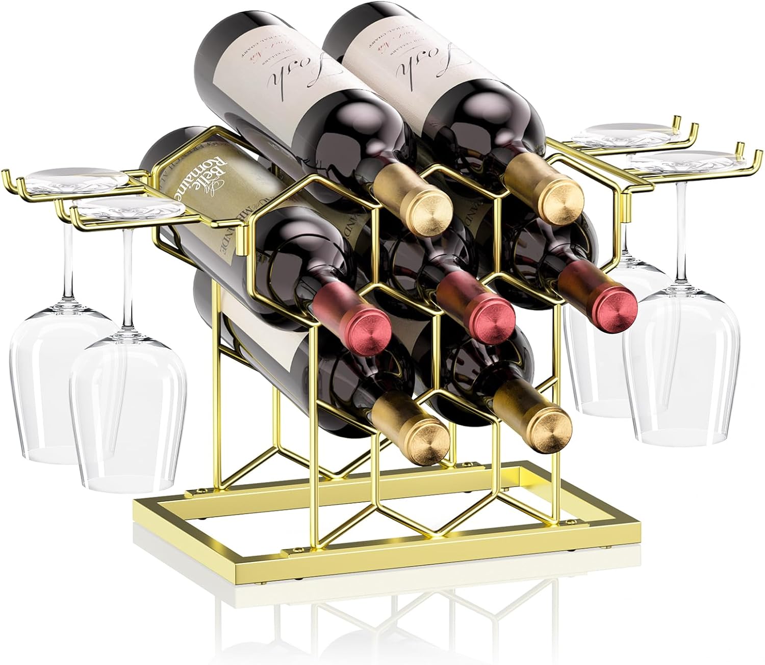 Modern Black Metal 8 Bottle Countertop Wine Rack
