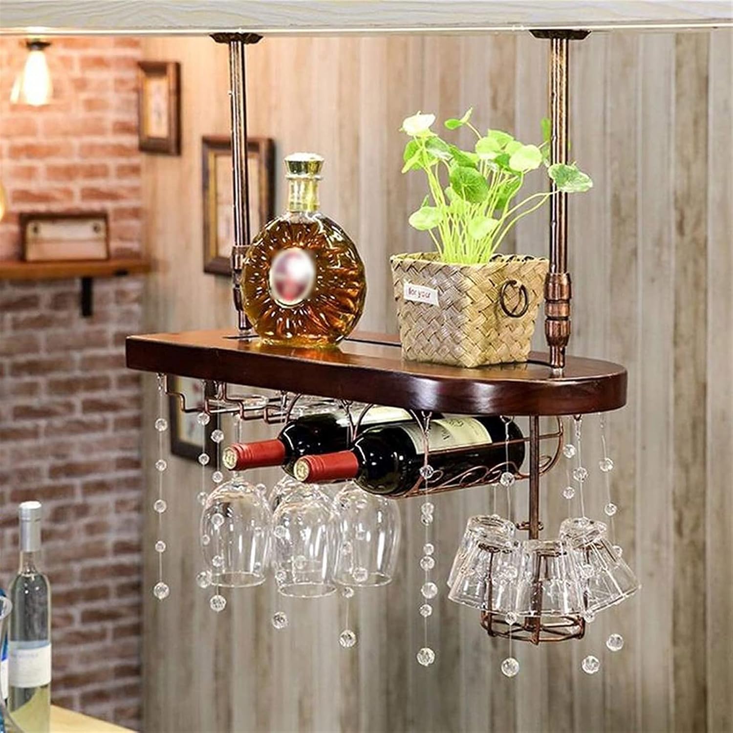 Adjustable Wall-Mounted Wine Rack with Glass Shelves