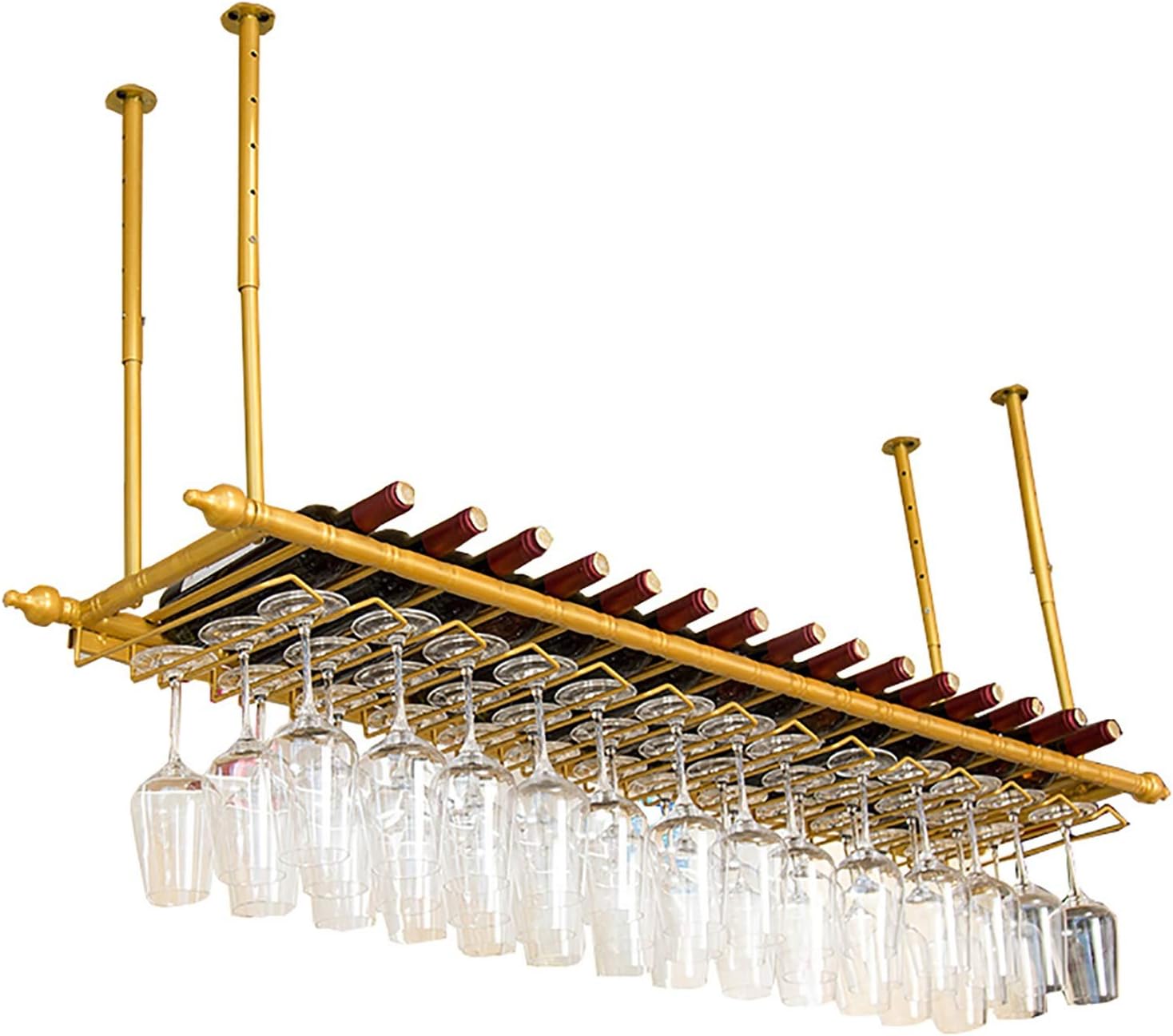 Ceiling Wine Rack with Adjustable Height and Spacing