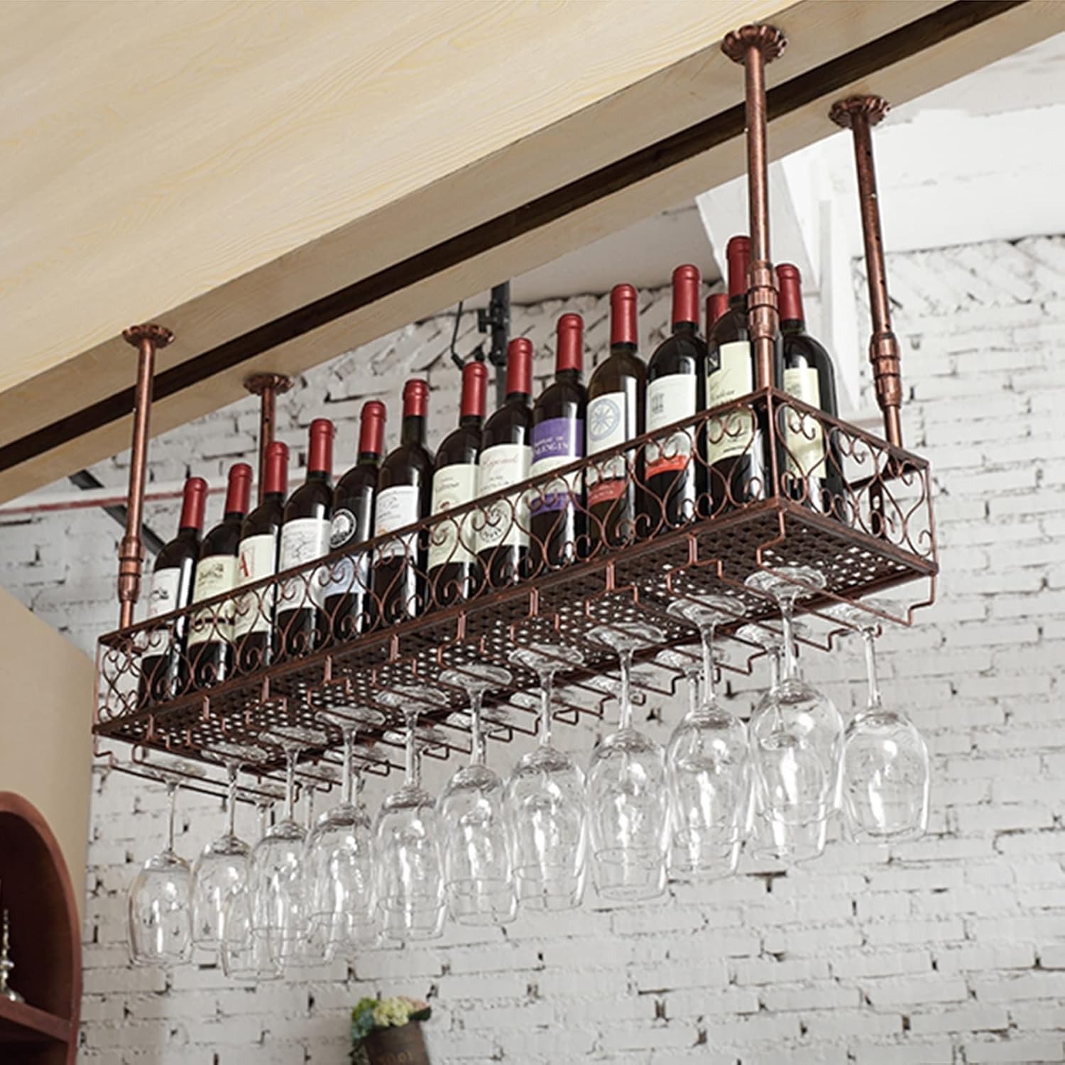 Adjustable Wall-Mounted Wine Rack with 100Cm Length