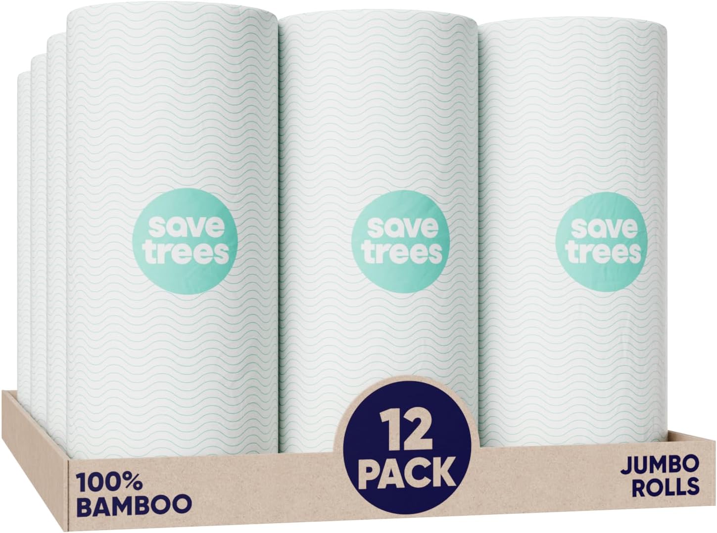 Bamboo Paper Towels 12pk - 1800 Sheets Eco-Friendly Kitchen Rolls