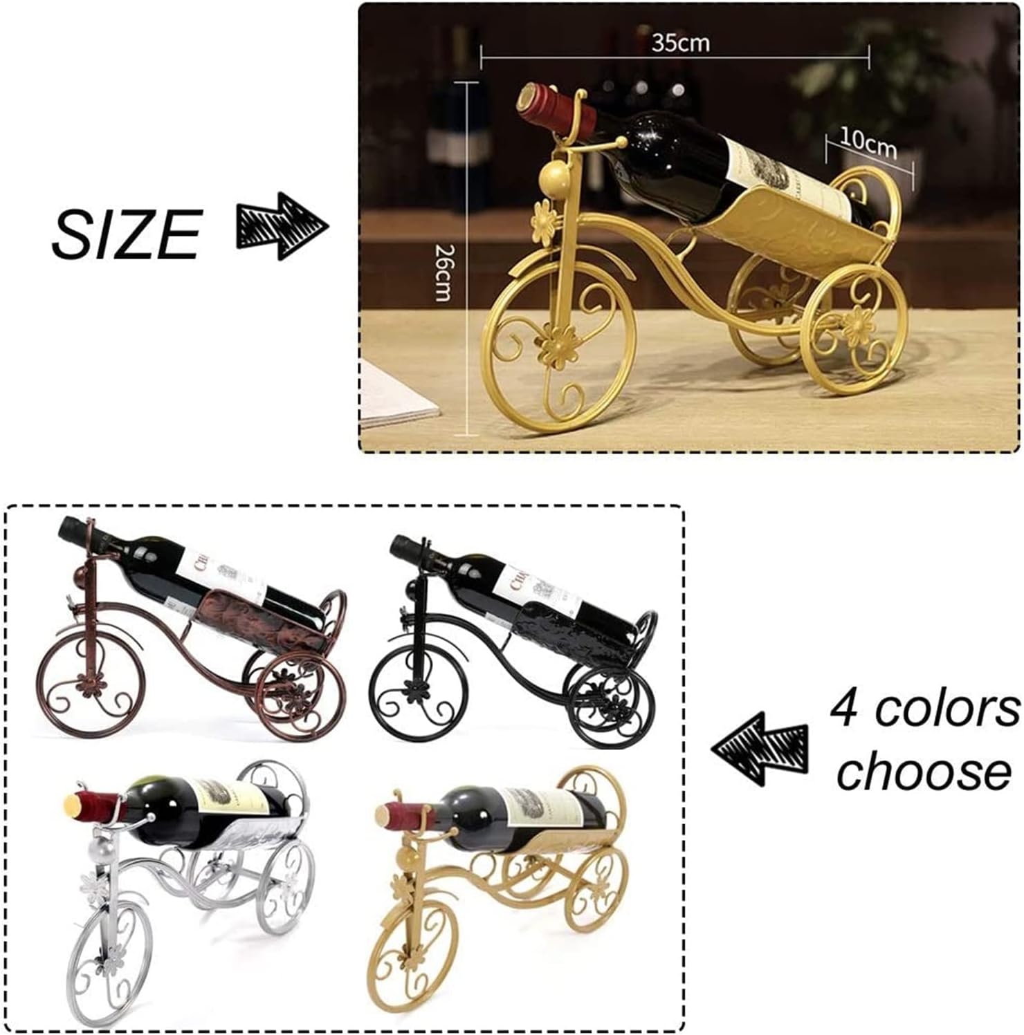 ALDEPO Bronze Wine Rack 1 Bottle Holder Organizer