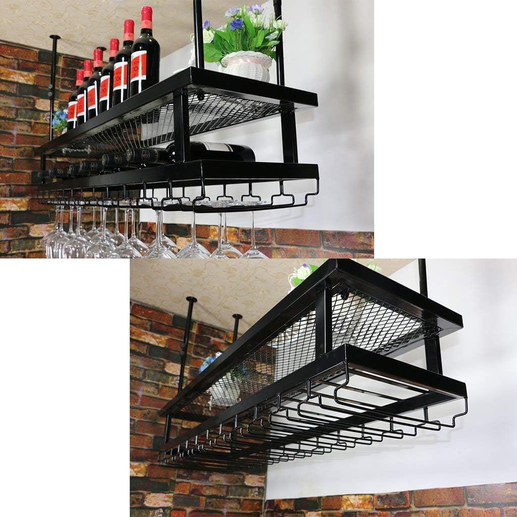 Wrought Iron Wine Rack Wall Shelf with Two Levels