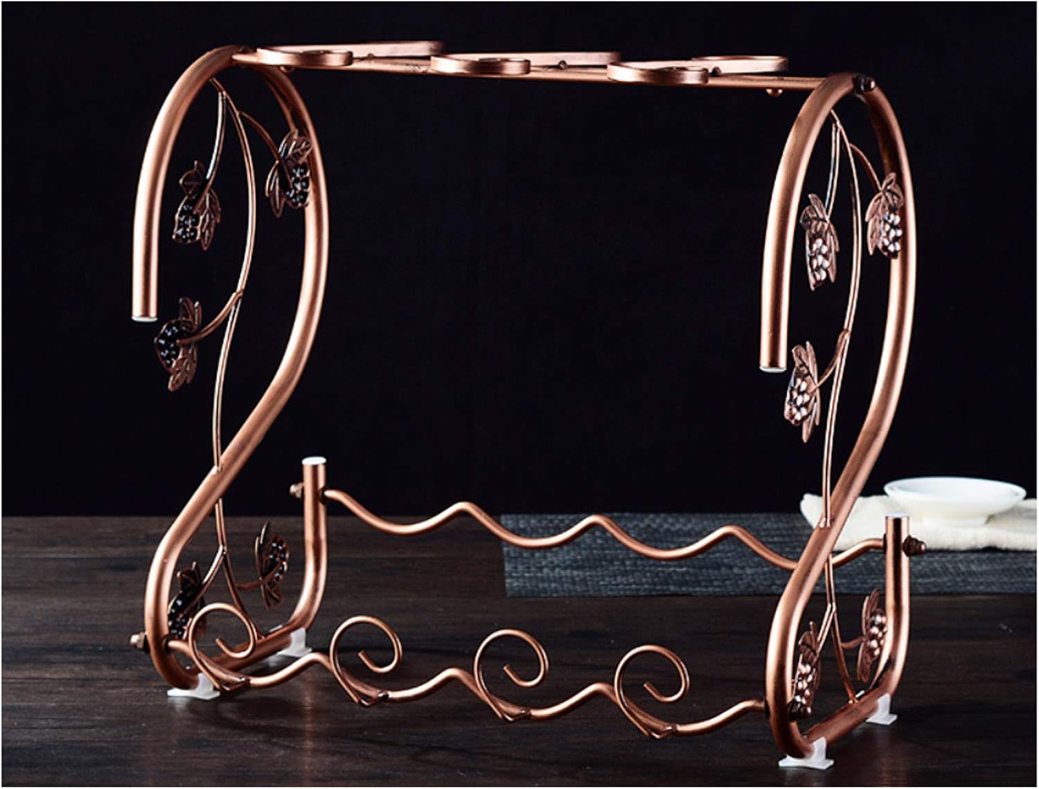 BOCbco Wrought Iron Wine Rack with 4 Bottles and 6 Stemware Holders