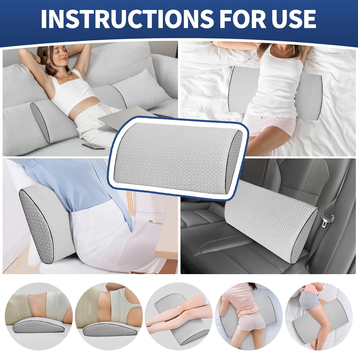 Nockovi Lumbar Support Pillow for Back Pain Relief