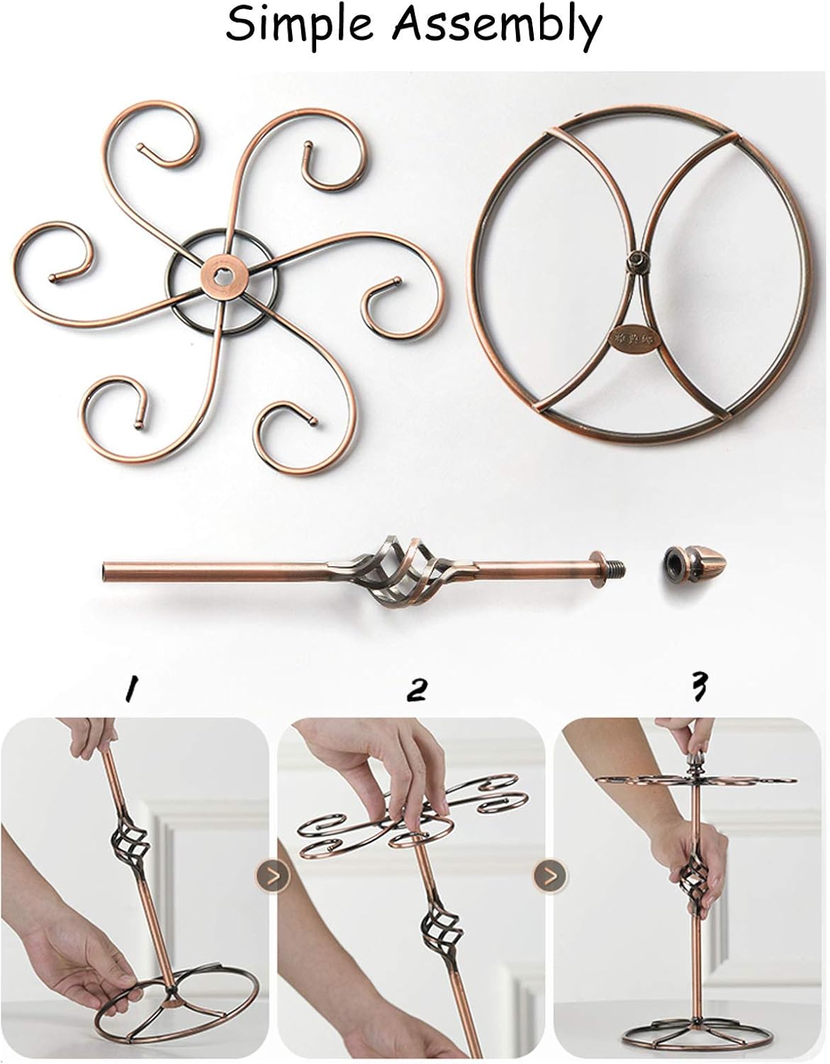 BOCbco Bronze Spiral Wine Glass Rack with 6 Hooks