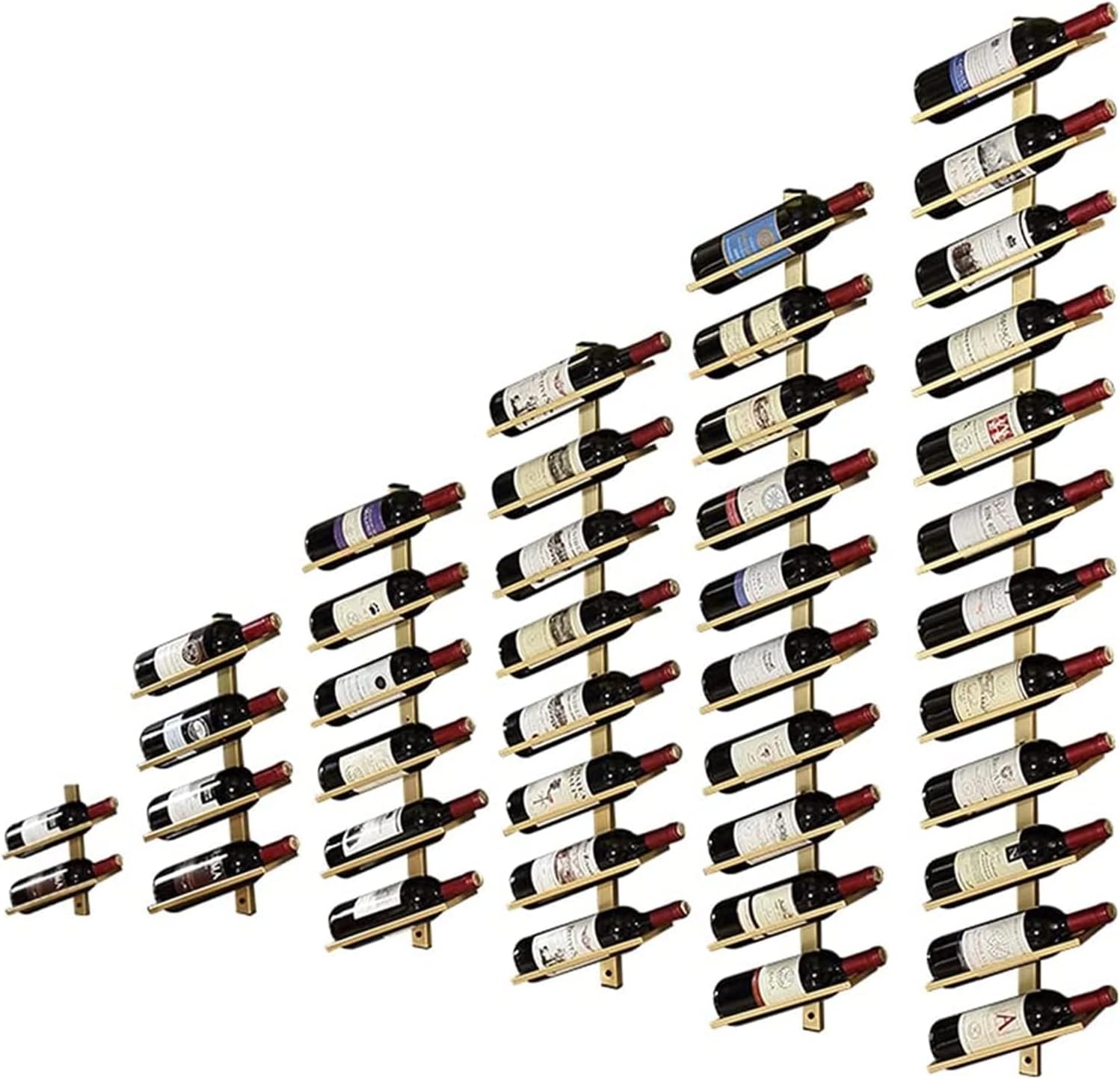 ALDEPO Gold Wall-Mounted Wine Rack with 2 Bottles