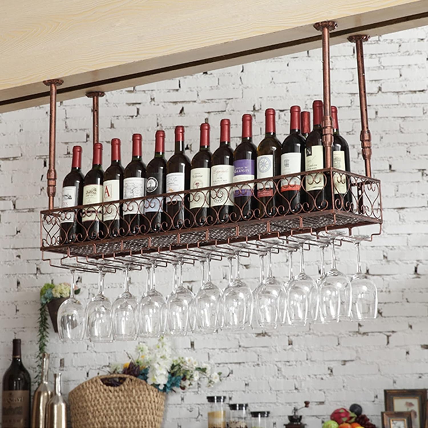 Adjustable Wall-Mounted Wine Rack with 100Cm Length