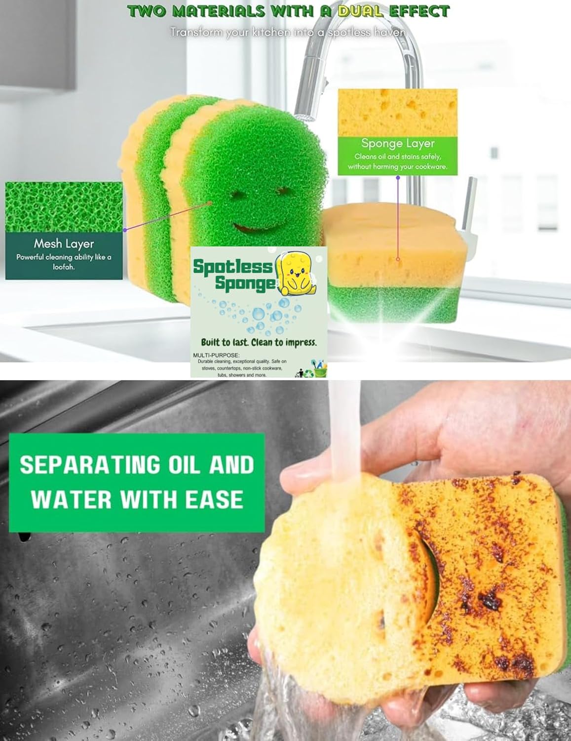 Spotless Sponge Comet Powder Cleanser 21 Oz Scratch-Free Cleaning Set