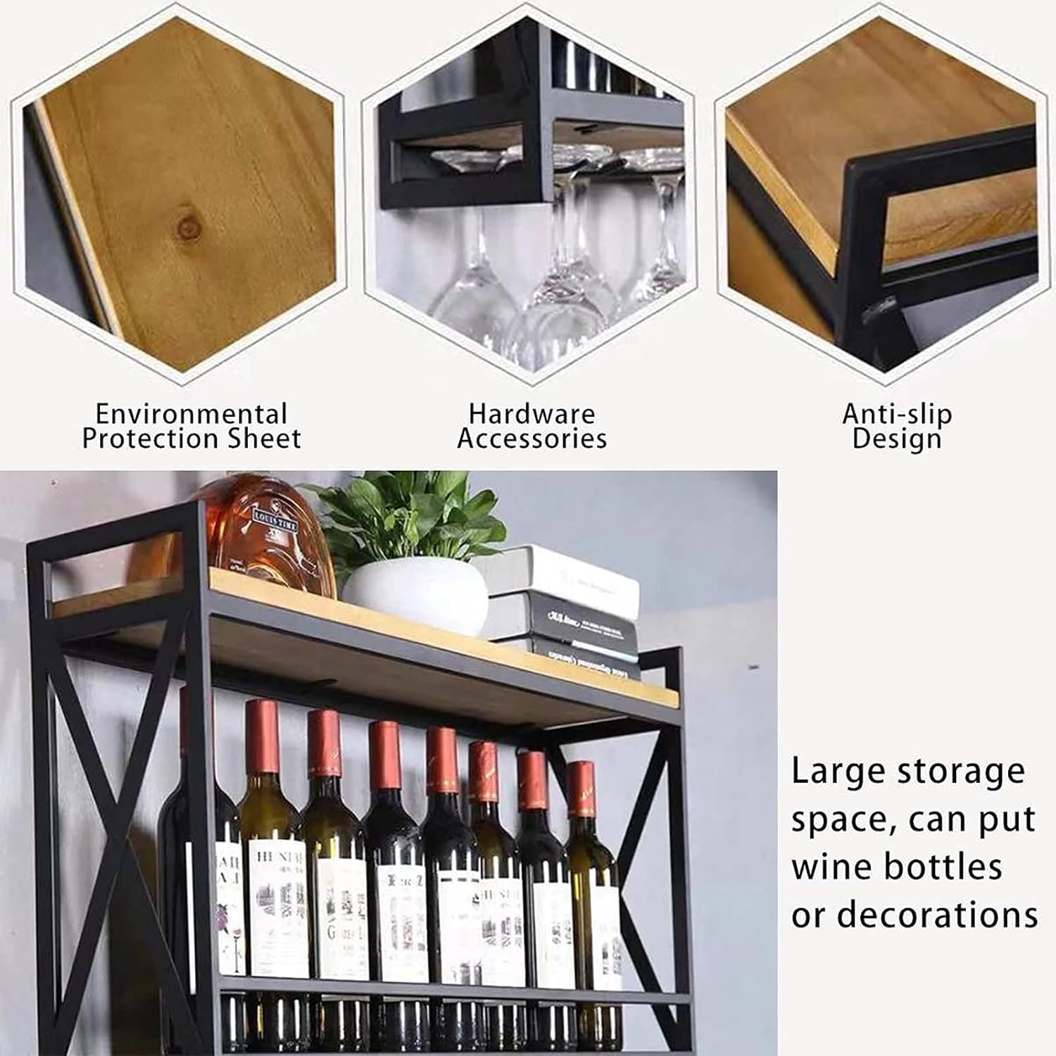 ZJDYDY Wall-Mounted Industrial Wine Rack