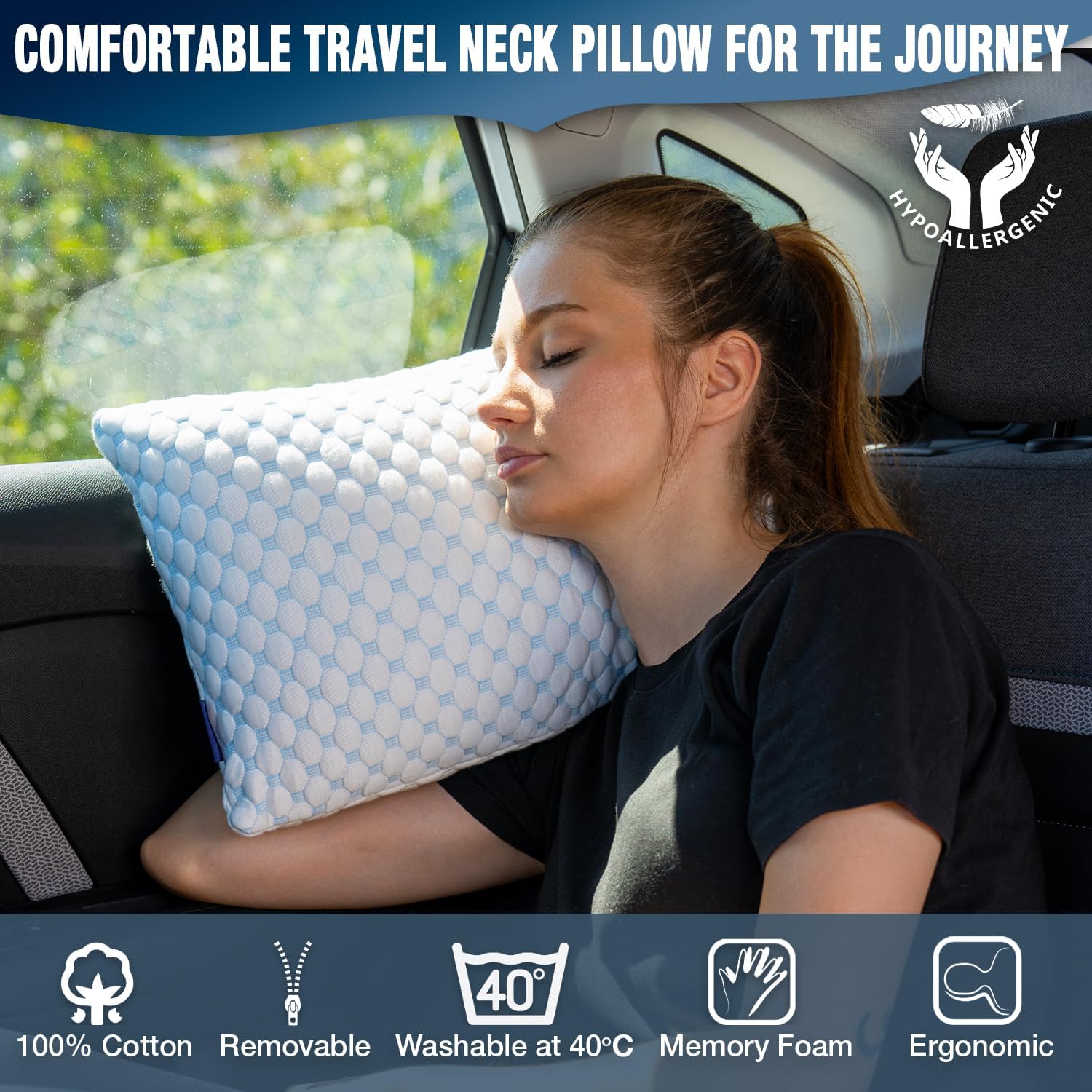 Cooling Shredded Memory Foam Pillow Adjustable Gel Travel-Ready