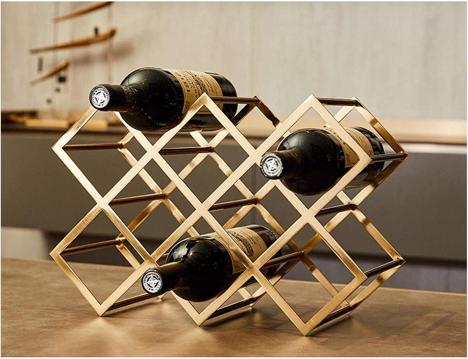 BOCbco Tabletop Wine Rack Holder 8 Bottles Rose Gold