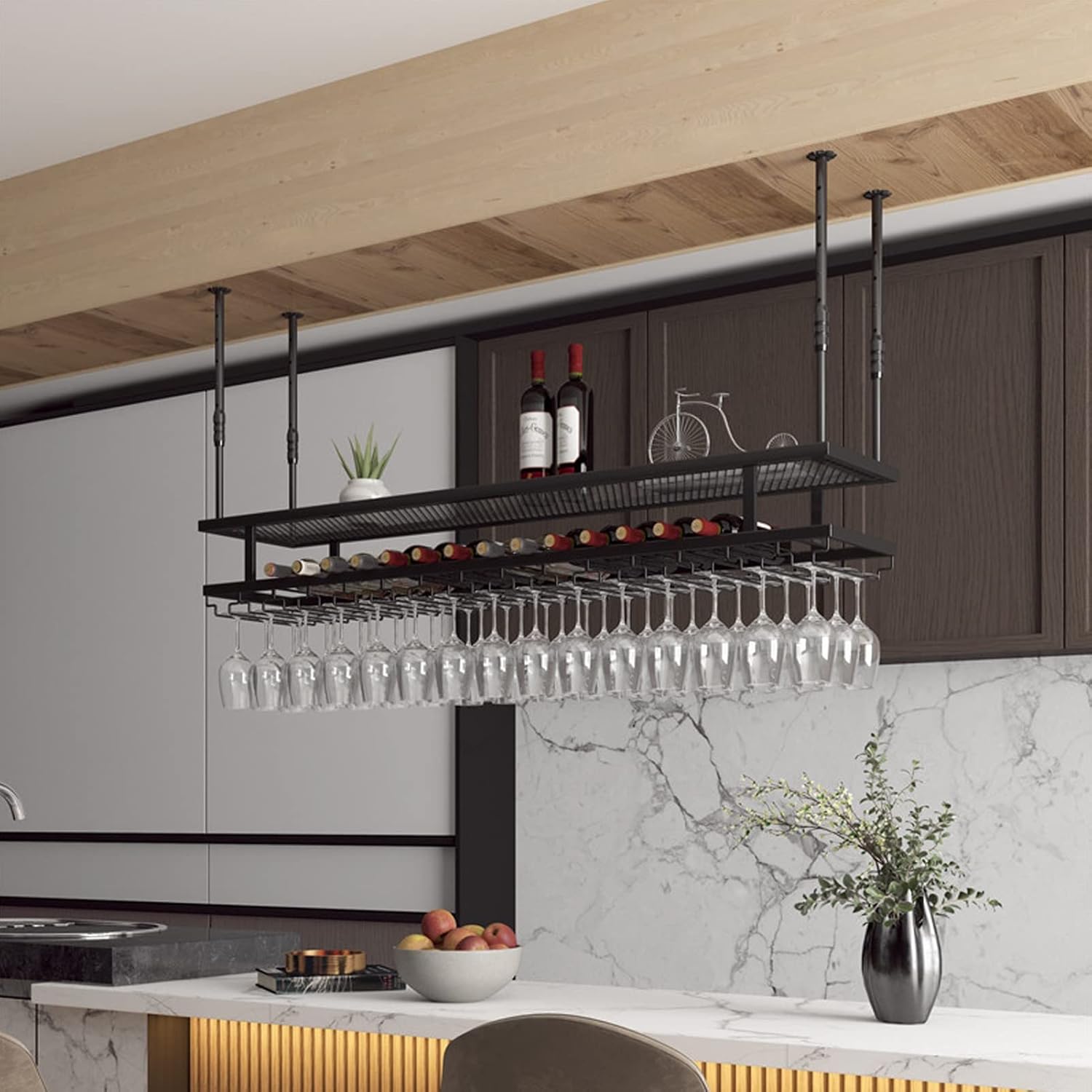 Ceiling Wine Glass Rack Holder for Kitchen Bar