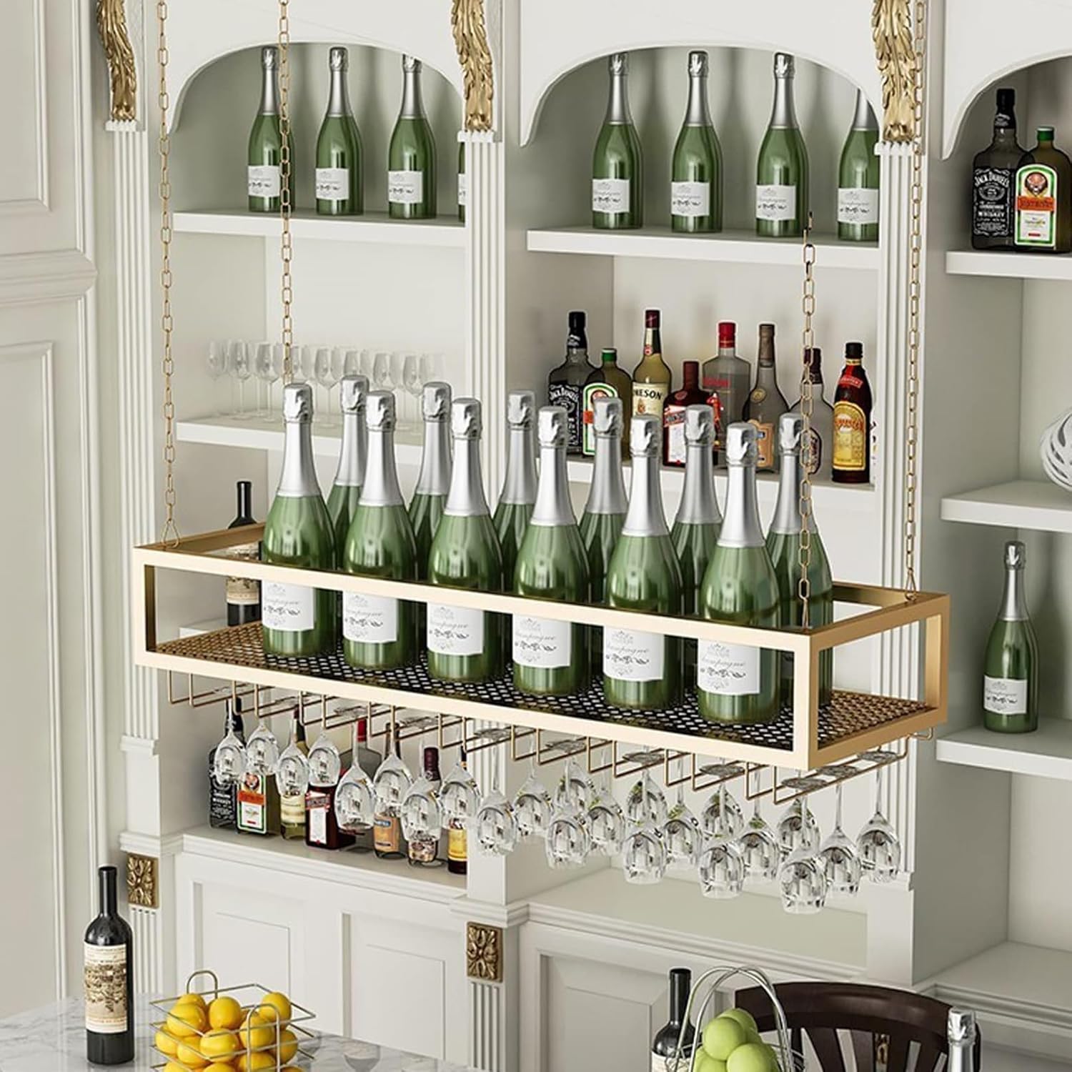 Ceiling Wine Glass Rack with Adjustable Height