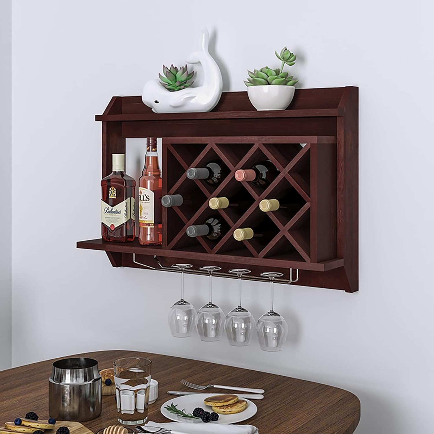KOHARA Wall-Mounted Wine Rack 3-Layer Wooden Display