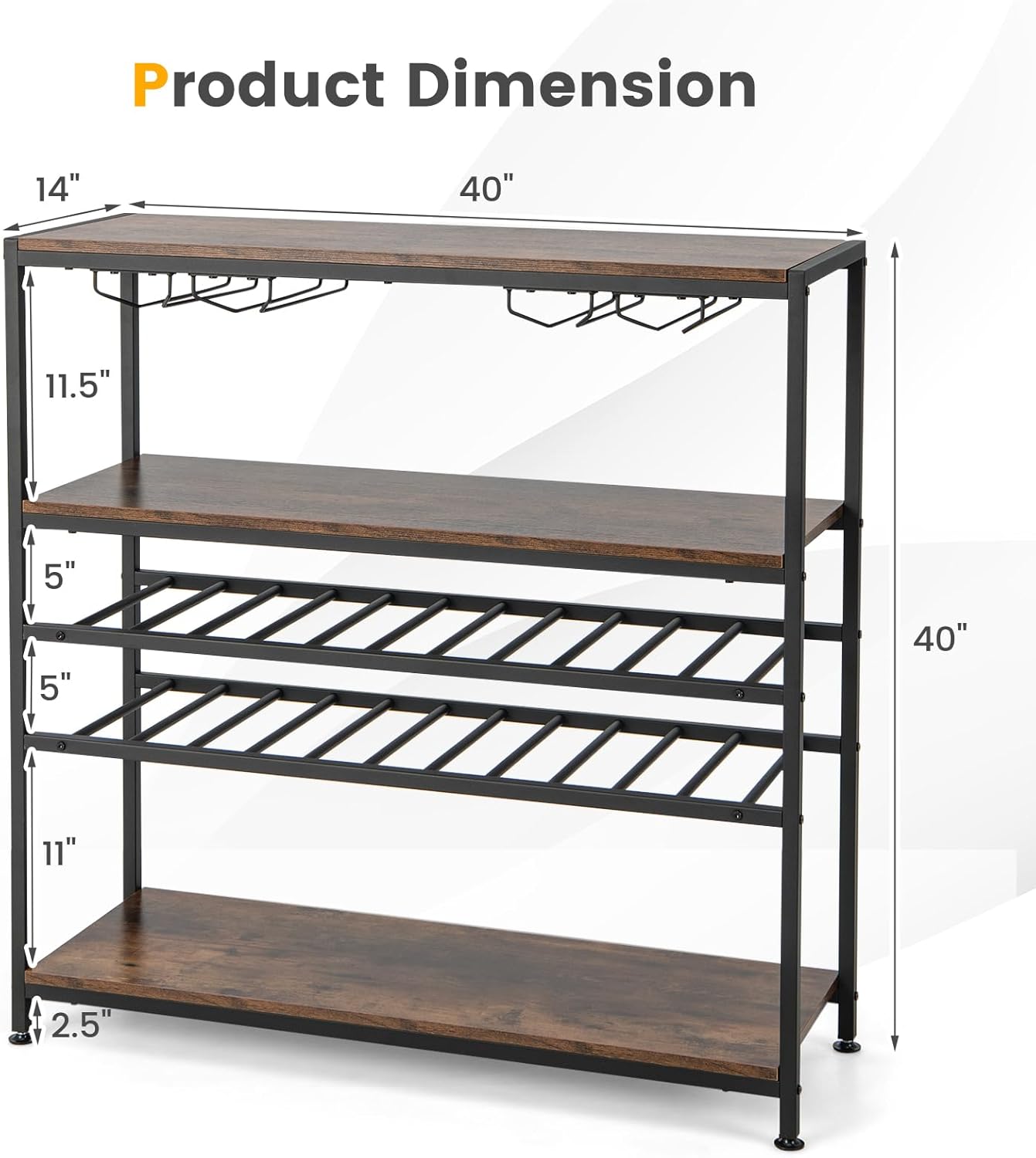 Giantex 5-Tier Wine Rack Table with 22 Bottles and 20 Glasses Holder