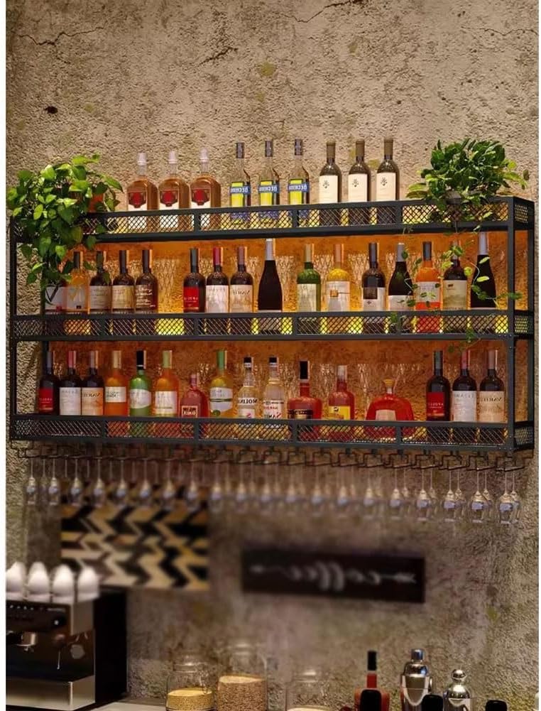 SilteD Wall-Mounted Wine Rack 2-Tier Modern Metal Holder