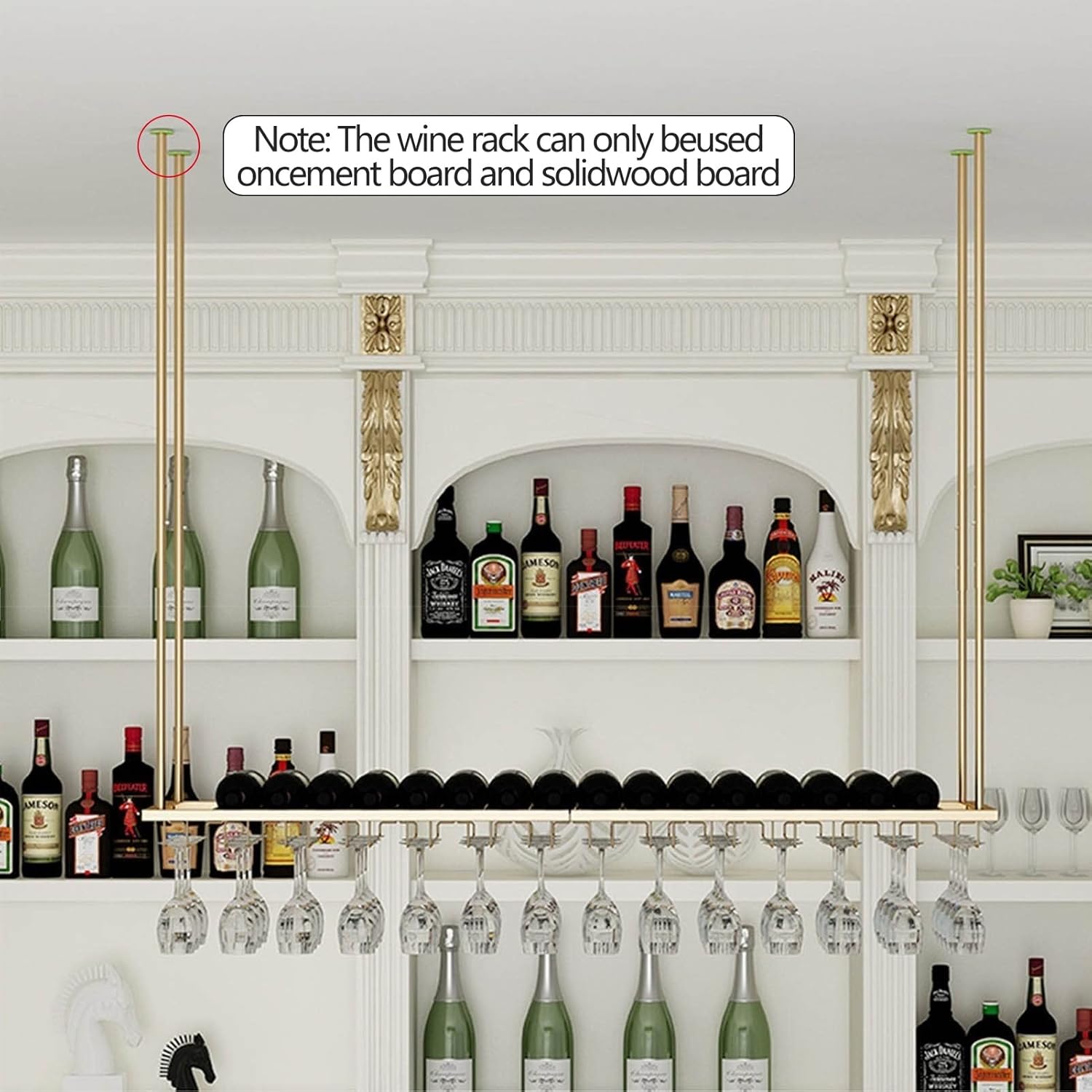 Suuim Adjustable Metal Wine Rack Holder with Ceiling Mount