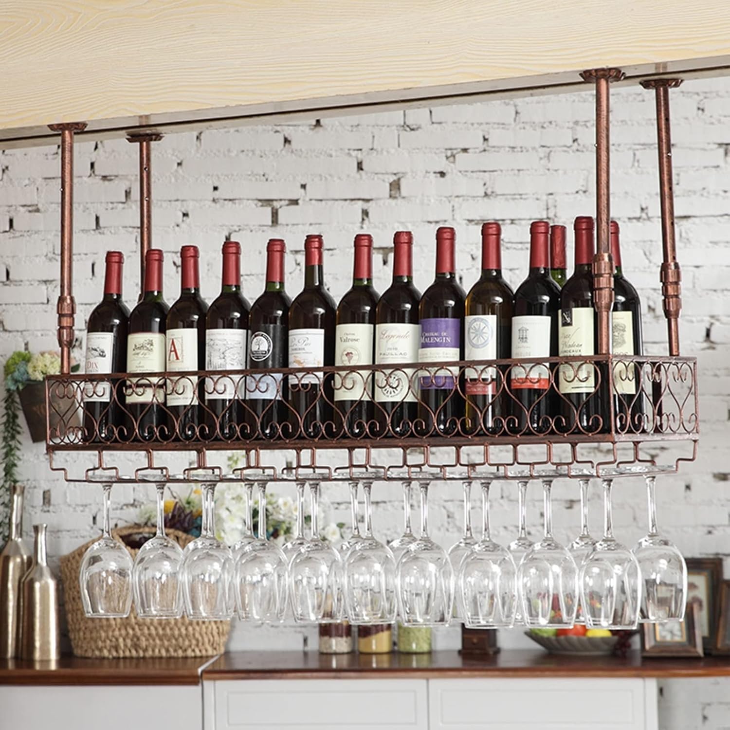 Adjustable Wall-Mounted Wine Rack with 100Cm Length