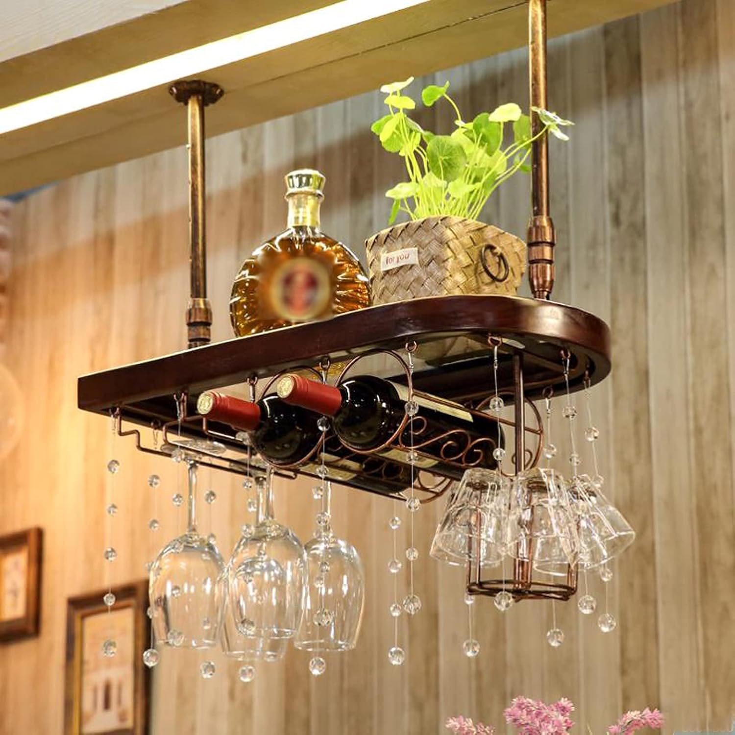 Adjustable Wall-Mounted Wine Rack with Glass Shelves
