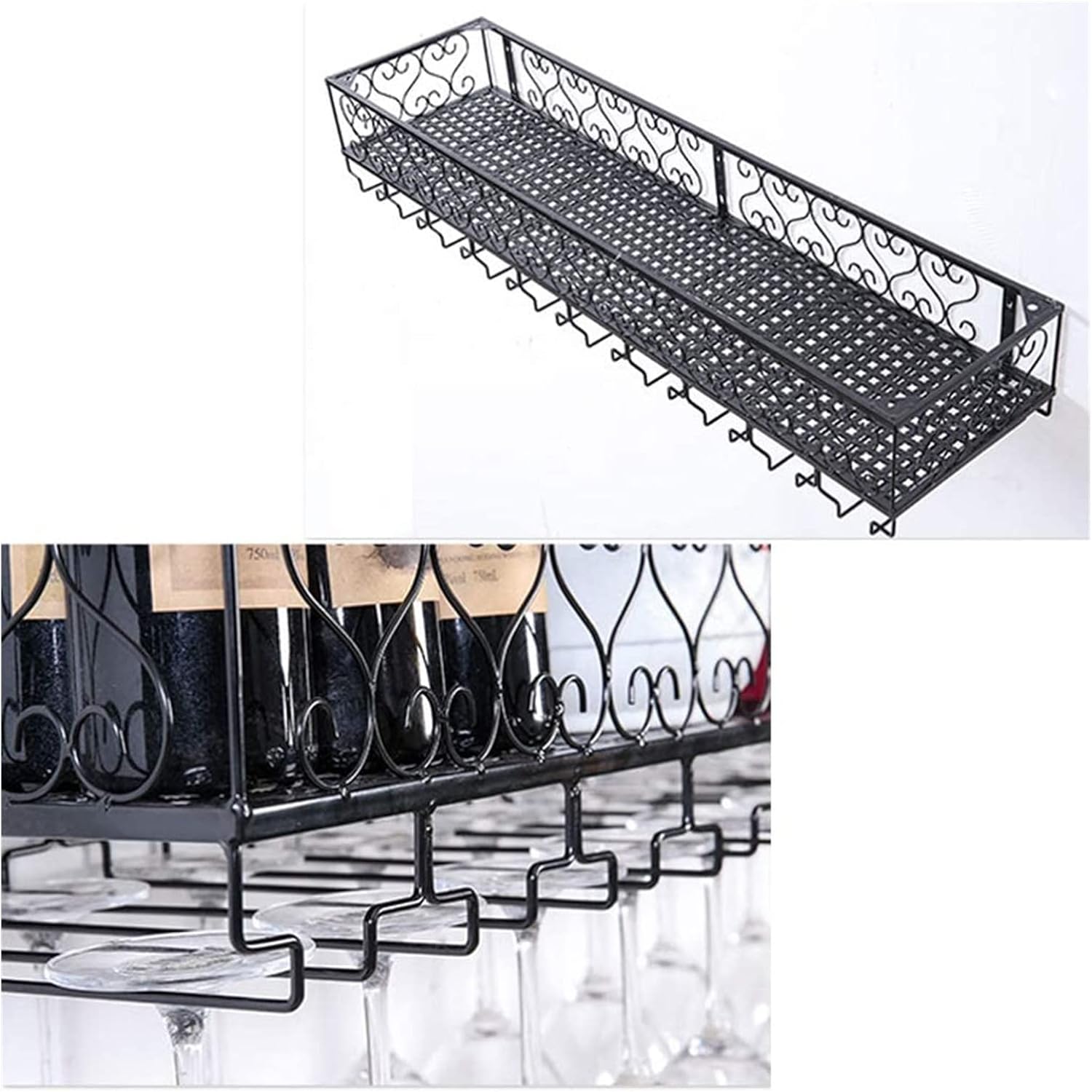 ALDEPO Wall-Mounted Wine Rack with Chrysanthemum Design