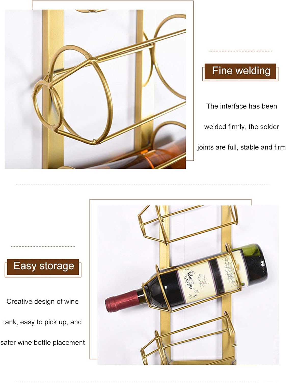 BOCbco Wall-Mounted Iron Wine Racks for Double Bottles