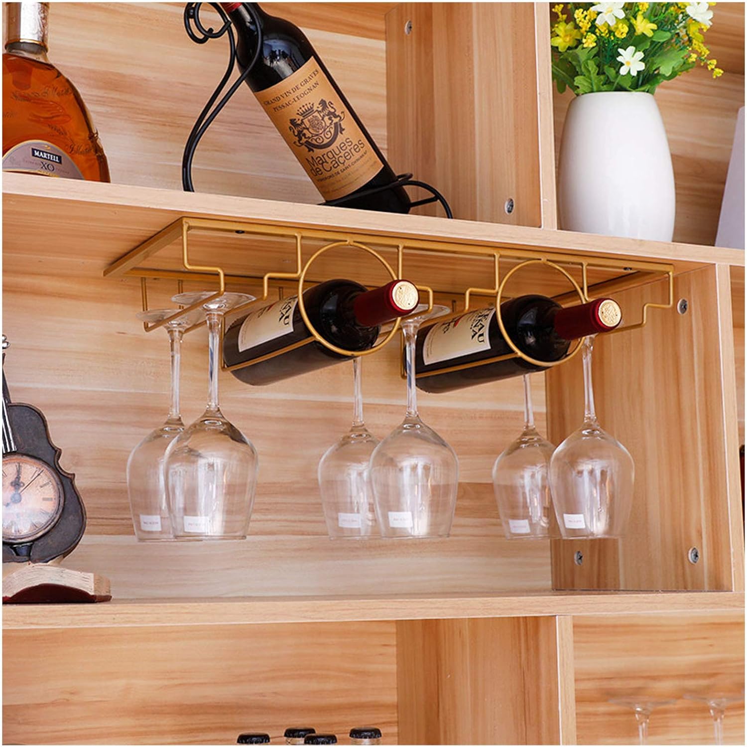 Elegant Wall-Mounted Wine Racks with Rose Gold Finish