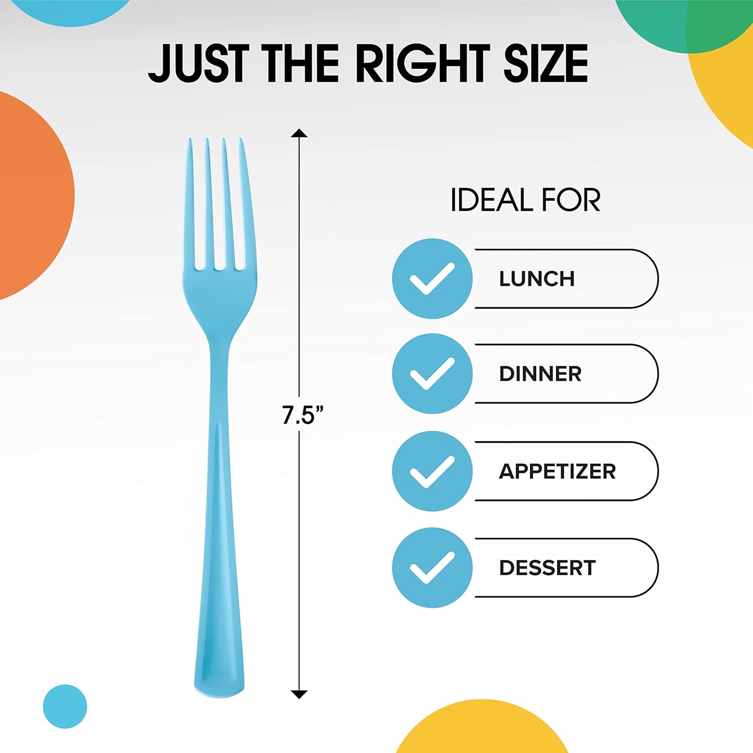 Light Blue Plastic Forks 50 Pcs Disposable Cutlery Set