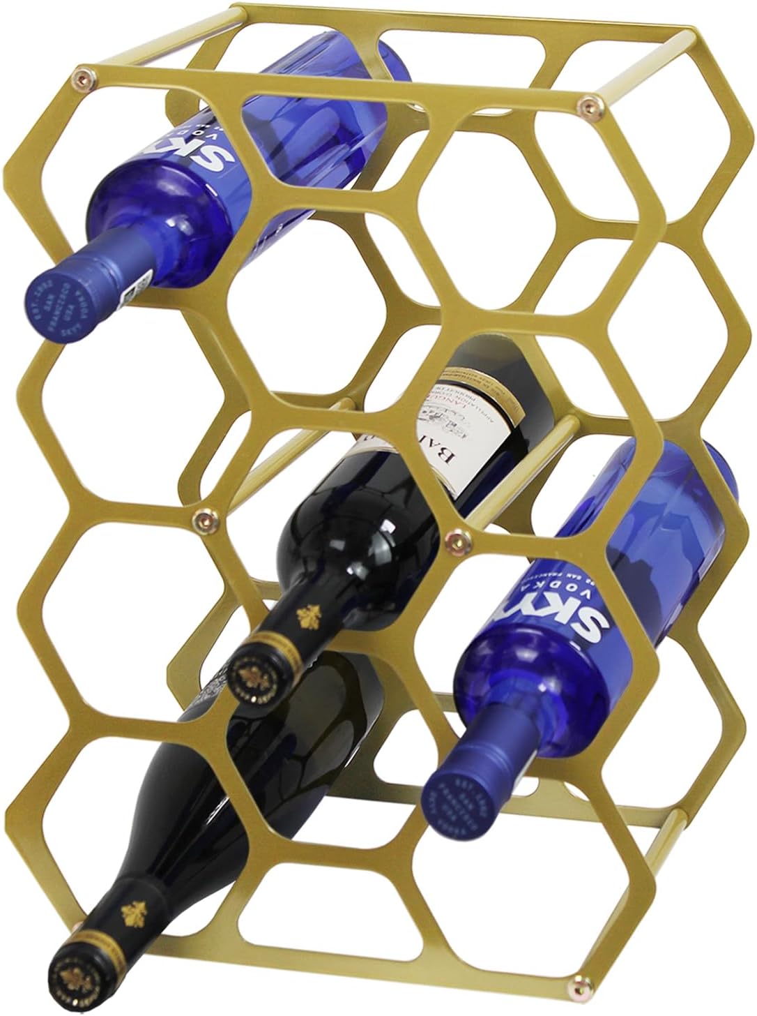 AT-VALY 14 Bottle Countertop Wine Rack Gold