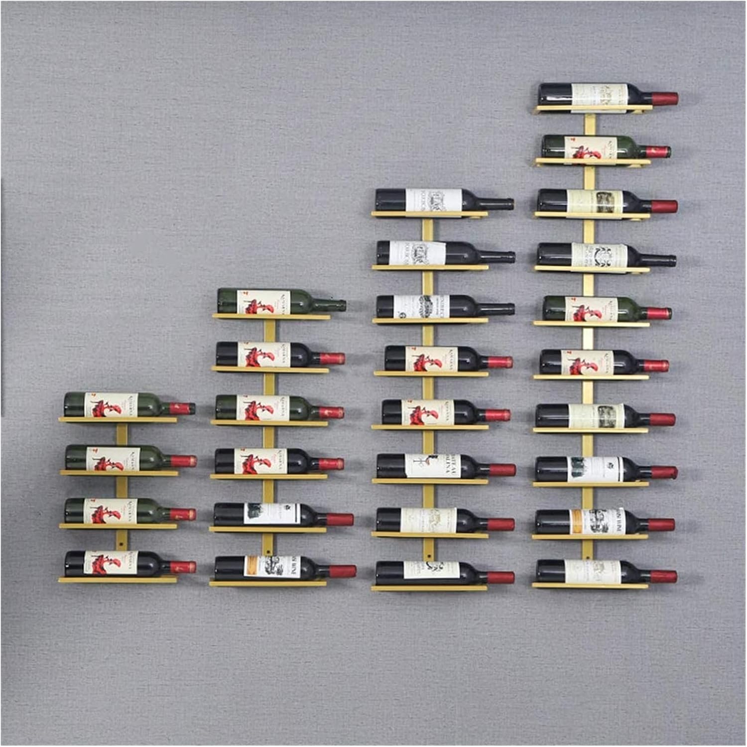 ALDEPO Wall-Mounted Wine Rack 4-Bottle Brown Metal Display Holder